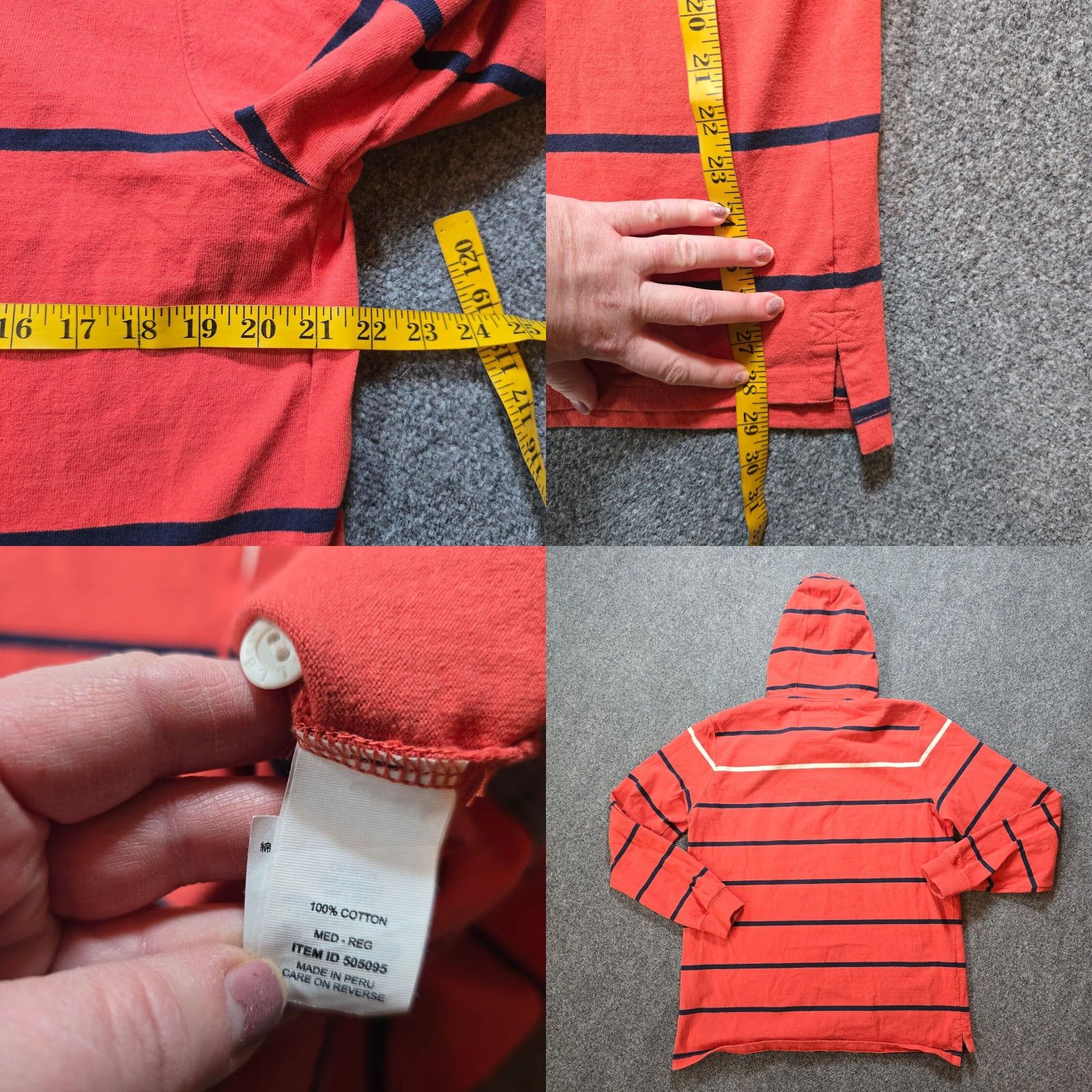 Vintage LL Bean Sweater Mens XL Red Striped Rugby Nautical Hoodie Pullover Casual Shirt Size US XL / EU 56 / 4 - 8 Thumbnail