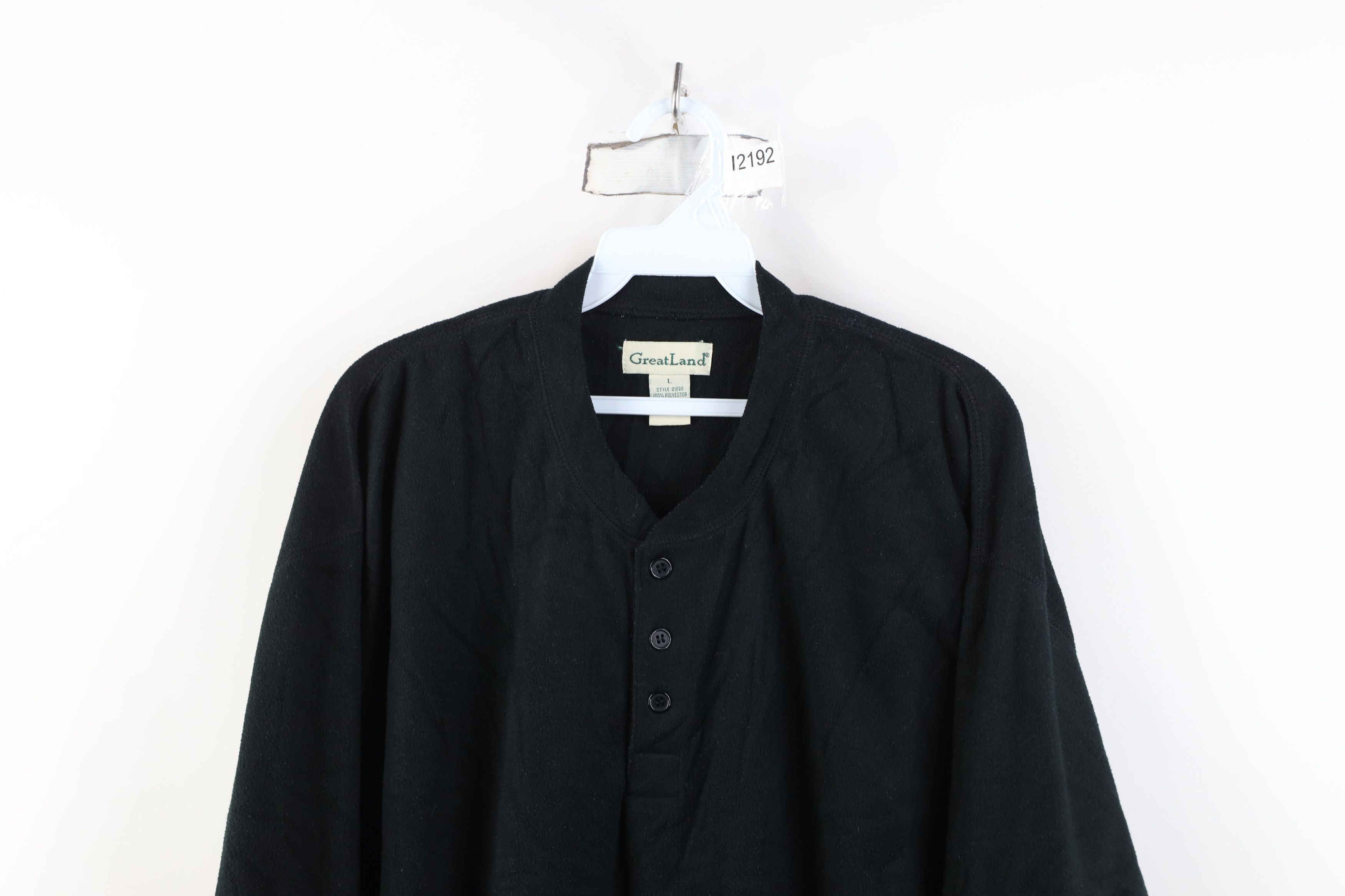 Vintage Vintage 90s Streetwear Fleece Henley Sweater T-Shirt Black Size US L / EU 52-54 / 3 - 2 Thumbnail