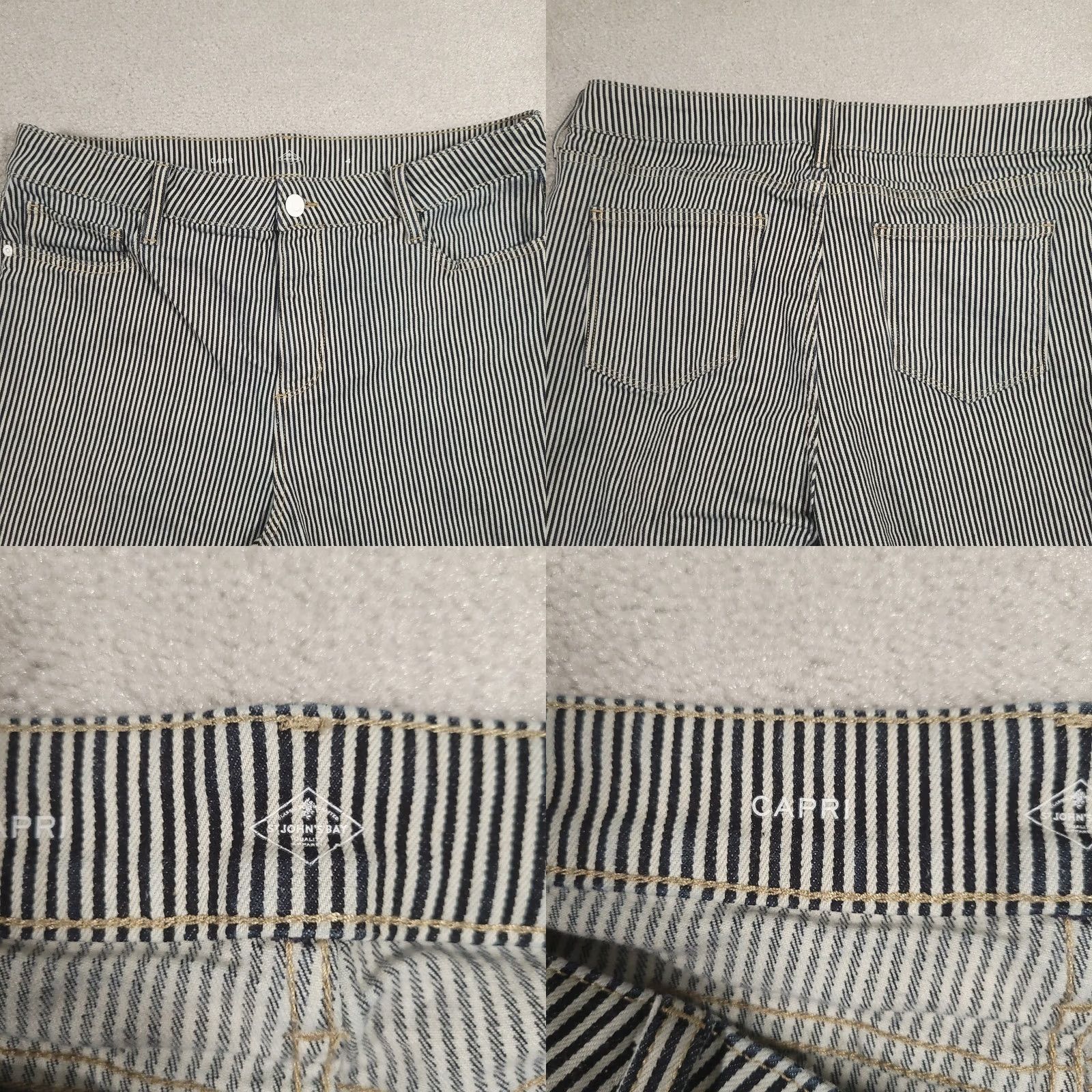 Old Navy St. John's Bay Crop Pants Women’s 4 White Black Pin-Stripe Capri Denim Jeans Shoes? Size 27" / US 4 / IT 40 - 8 Thumbnail