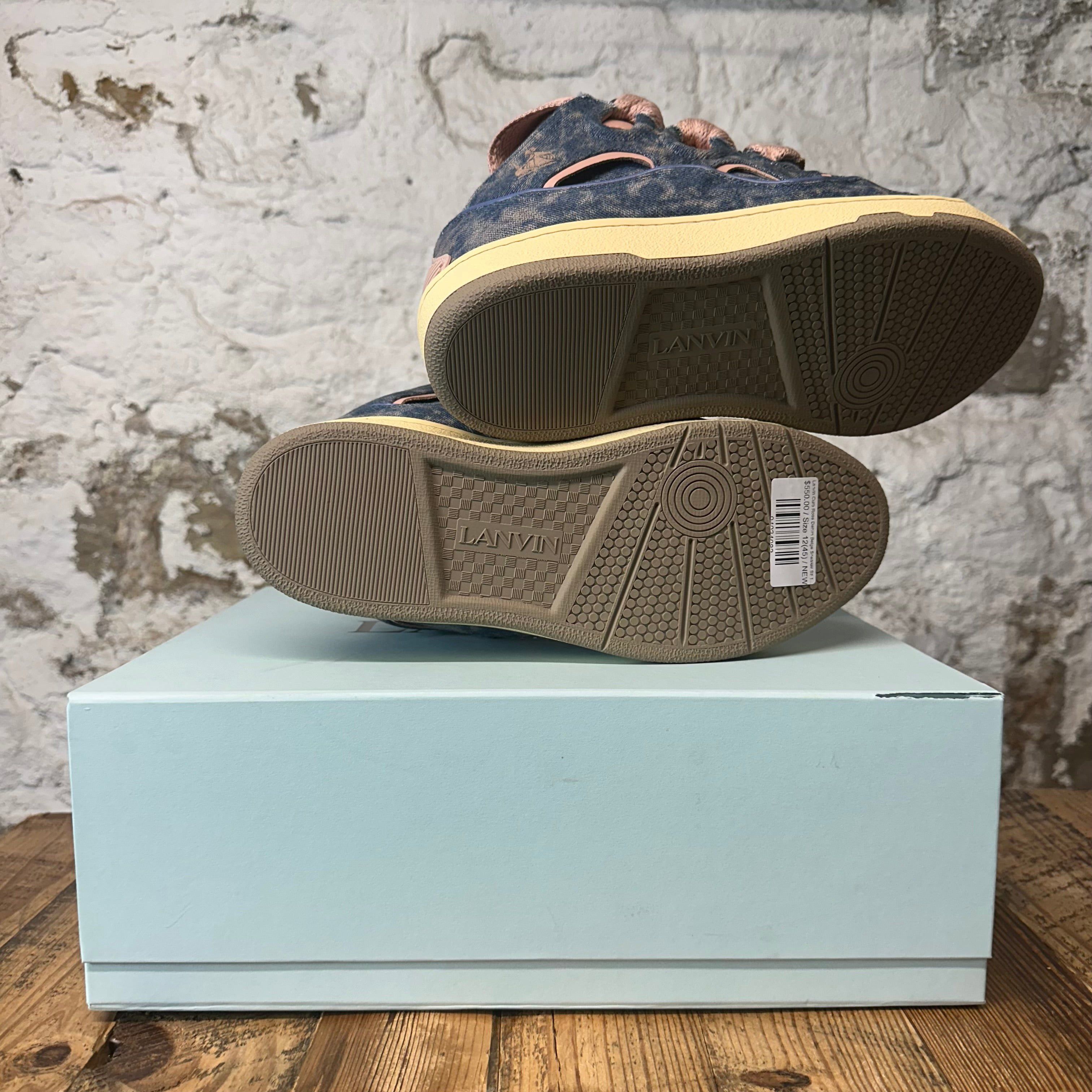 Lanvin Lanvin Curb Rose Denim Beige Sneaker Sz 12 (45) DS Size US 12 / EU 45 - 5 Thumbnail