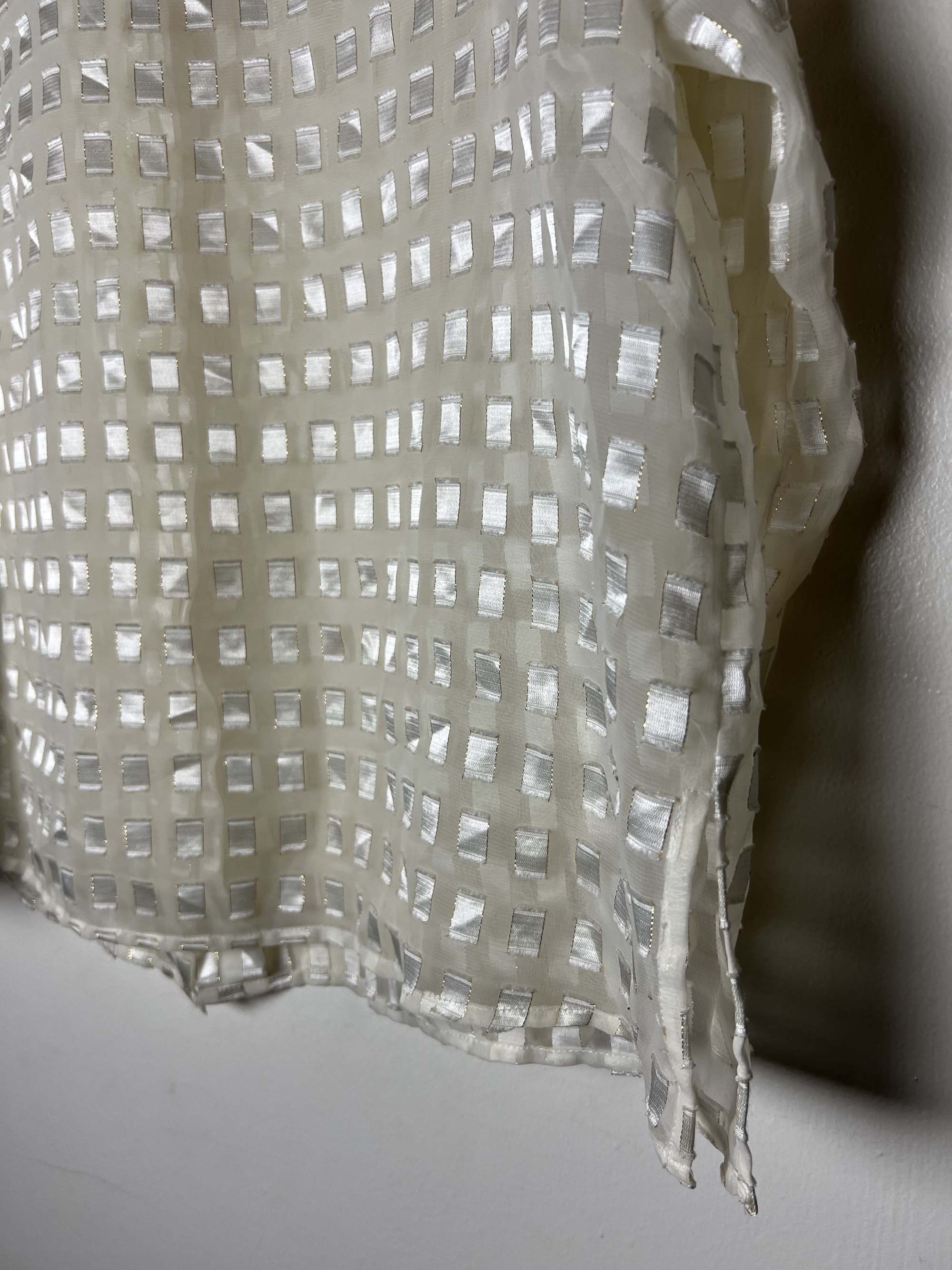 Vintage Vintage 1980's White Gold Block Patterned Sheer Button Up Size L / US 10 / IT 46 - 11 Thumbnail