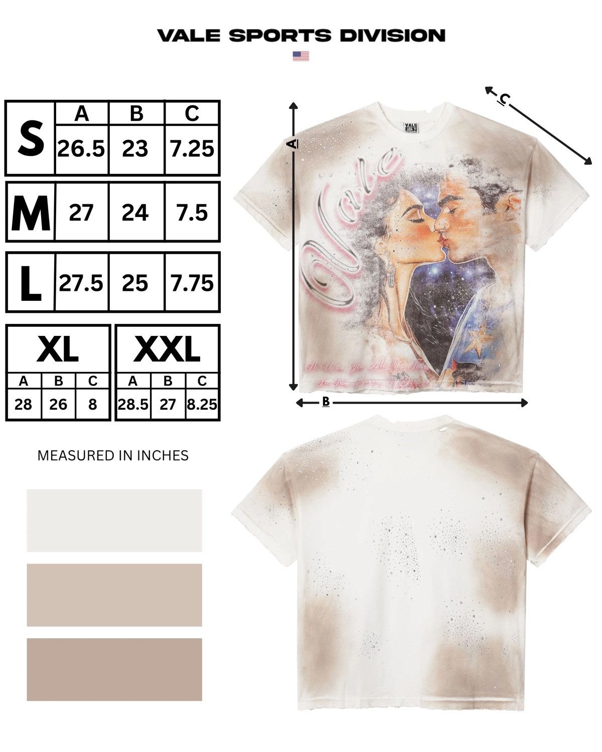 Vale Vale Forever Fated Yours Bling Tee White Valley Dreams Size US L / EU 52-54 / 3 - 15 Thumbnail