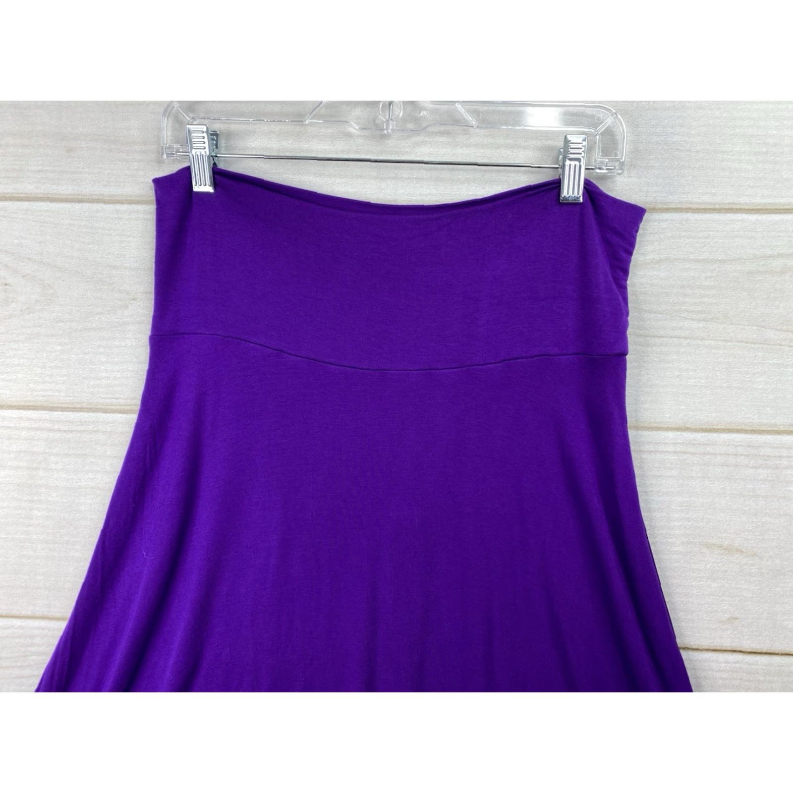 Vintage Lock & Love Skirt Womens L Purple A-Line Waist Foldover Knee Length casual stretch pull on Size 36" / US 14 / IT 50 - 2 Thumbnail