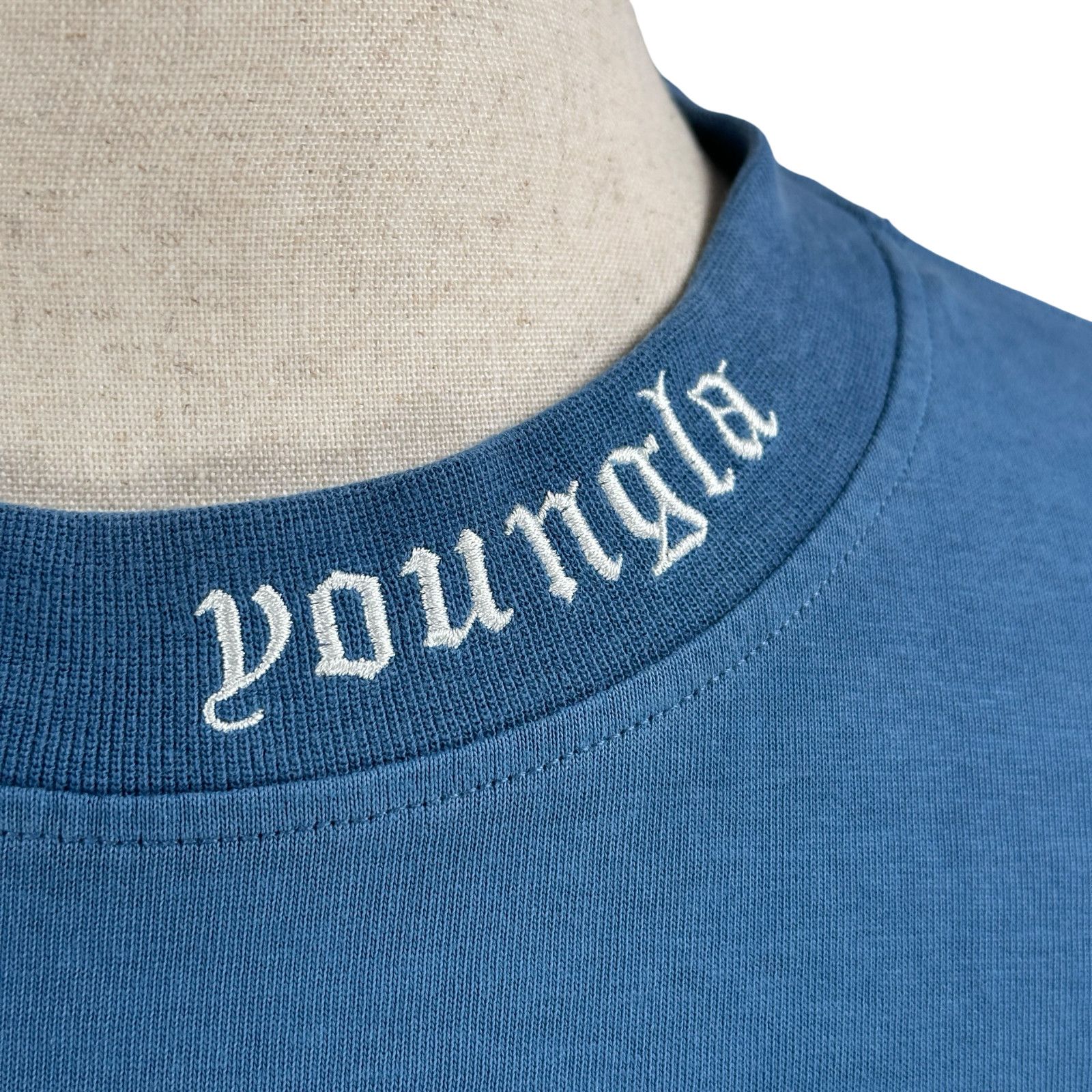 Young Thug YoungLA Roman Tee T-Shirt Mens XL Blue Cotton Embroidered Size US XL / EU 56 / 4 - 2 Thumbnail