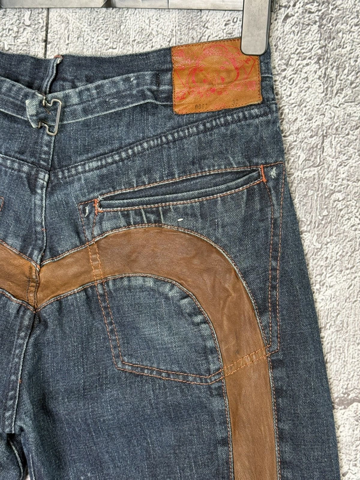 Evisu Vintage Evisu Leather Daicock Cinch Back Logo Denim Pants Size US 32 / EU 48 - 4 Thumbnail