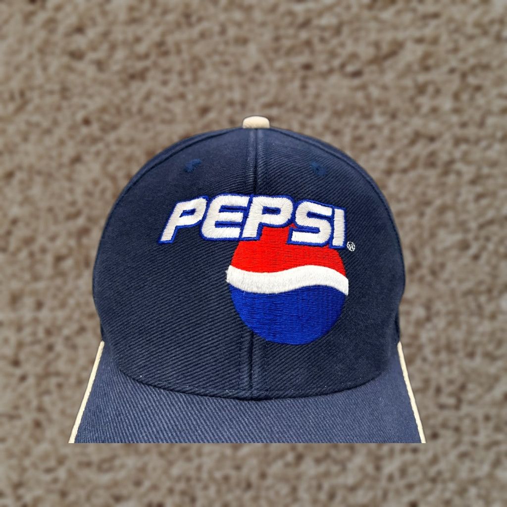 Vintage Pepsi Hat Cap Strap Back Adult One Size Blue 100% Cotton Soda Beverage Baseball Cap Mens Size ONE SIZE - 1 Thumbnail