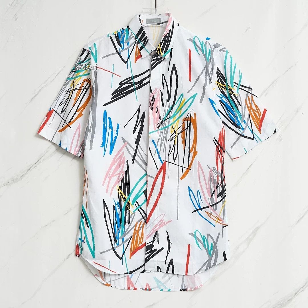 Dior Dior Men's Graffiti Print Shirt Size US M / EU 48-50 / 2 - 1 Thumbnail