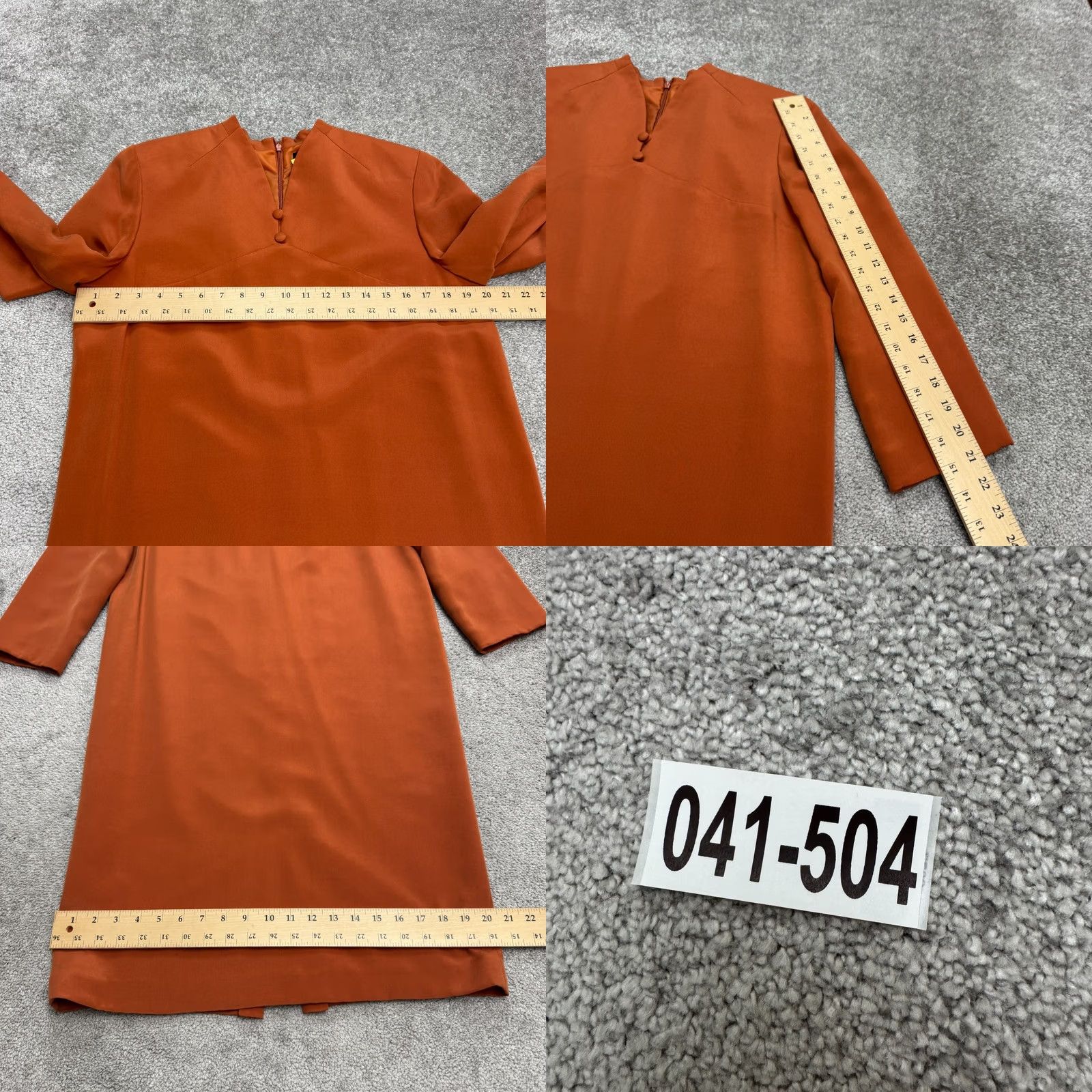 Vintage VINTAGE Shomi Silk Midi Shift Dress Womens 10 Orange Long Sleeve V-Neck NWOT Size L / US 10 / IT 46 - 9 Thumbnail