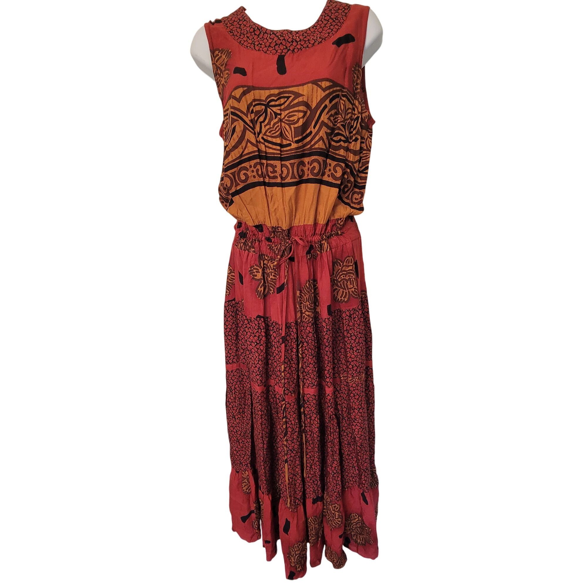 Vintage Vintage Kathie Lee Tribal Print Sleeveless Maxi Dress Blouso Size M / US 6-8 / IT 42-44 - 1 Thumbnail