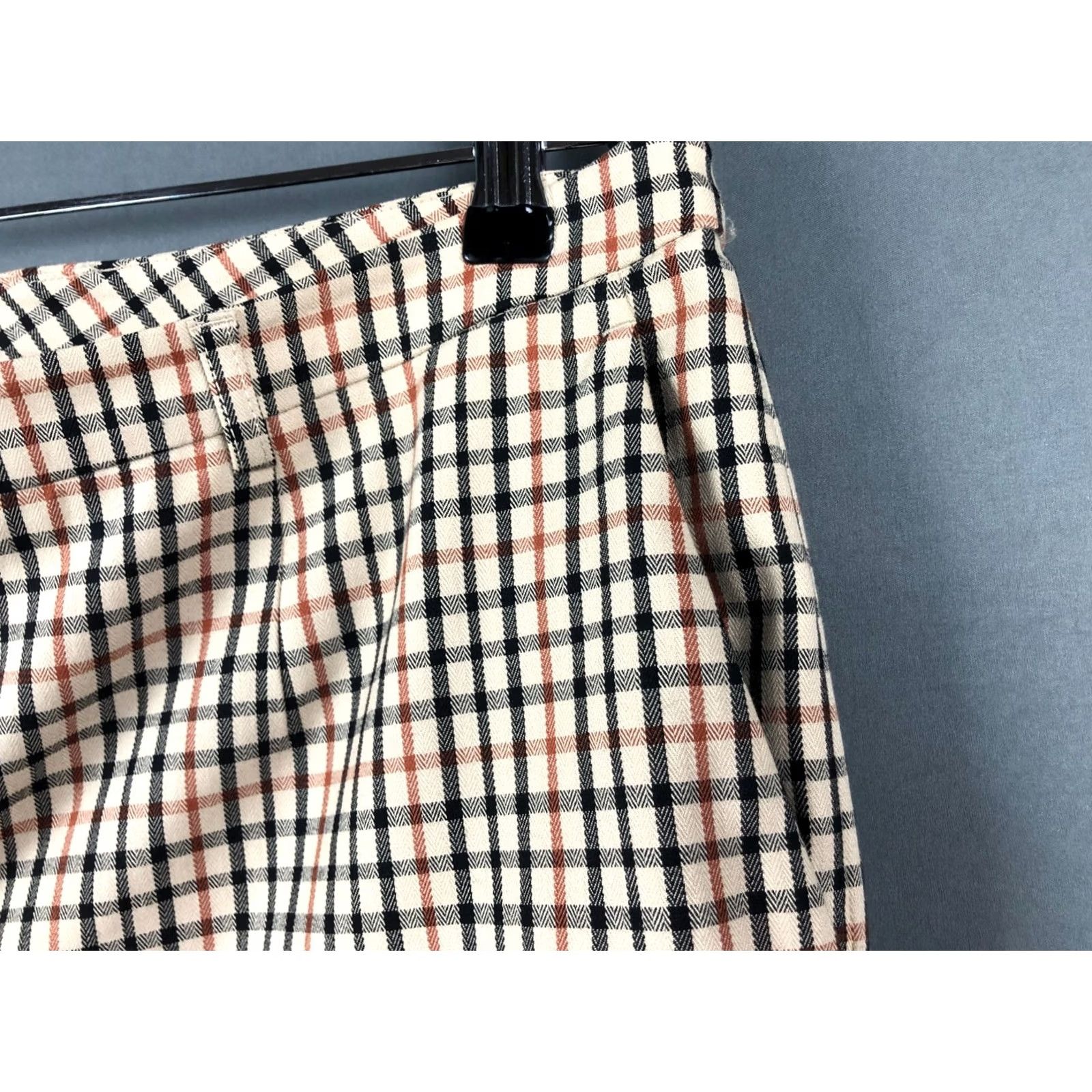DAKS Daks London Women's Pants Check Beige Cotton Elastane 20 Regular Chino Straight Pocket Belt Loops Vintage: No Release Size 42" / US 20 - 7 Thumbnail