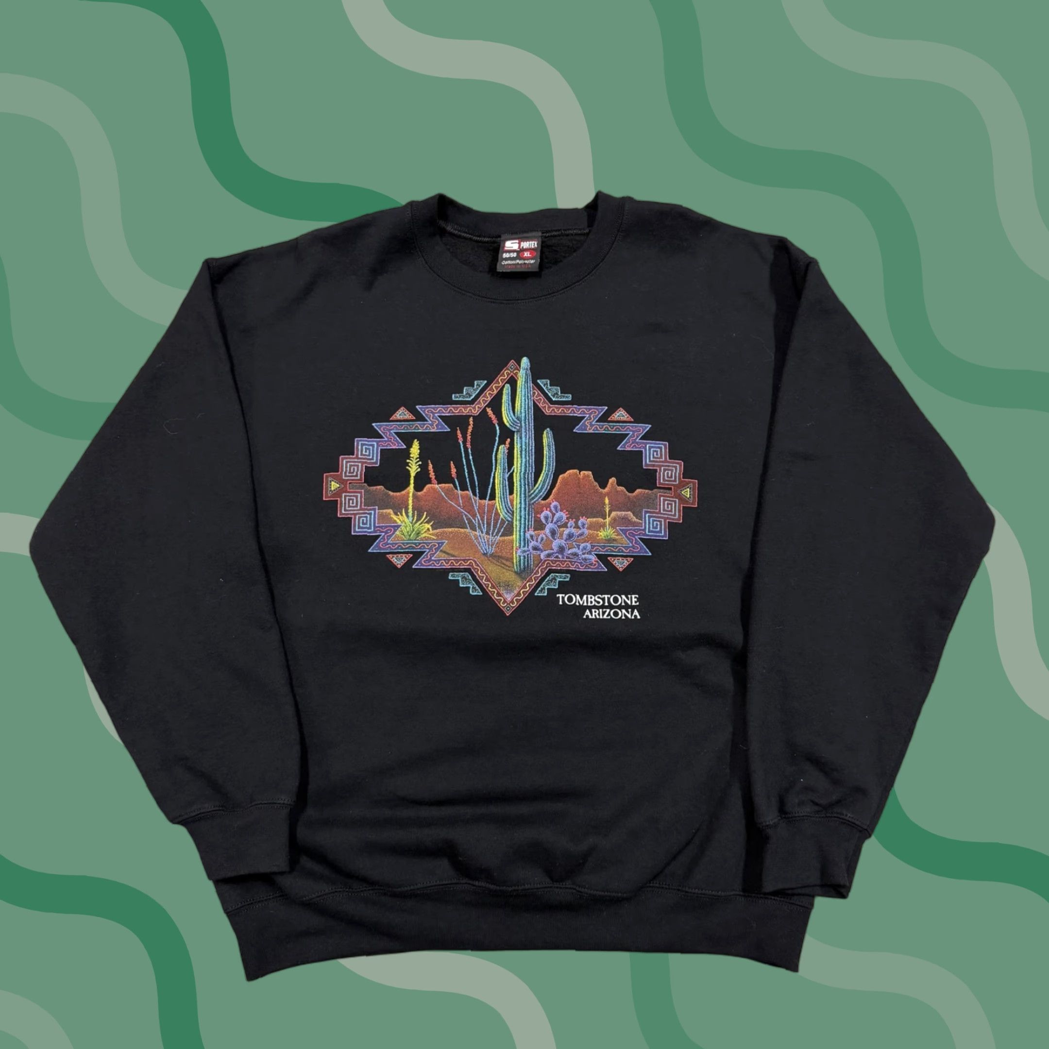 Vintage VINTAGE Portex Sweatshirt Mens XL Black Fleece Crewneck Tombstone Arizona 90s Size US XL / EU 56 / 4 - 1 Thumbnail