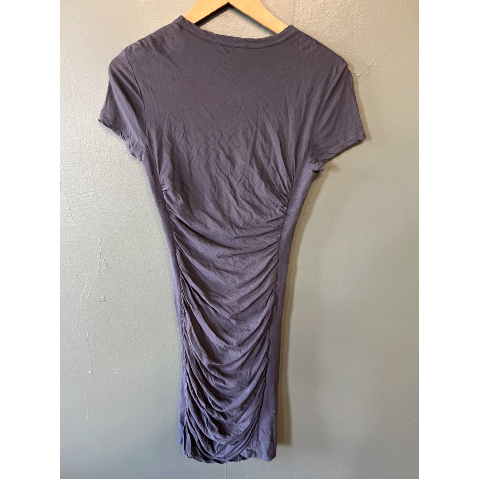 Vintage Standard James Perse Womens Maxi Dress Cotton Crew Neck Ruched Gray Size 1 Size XS / US 0-2 / IT 36-38 - 3 Thumbnail