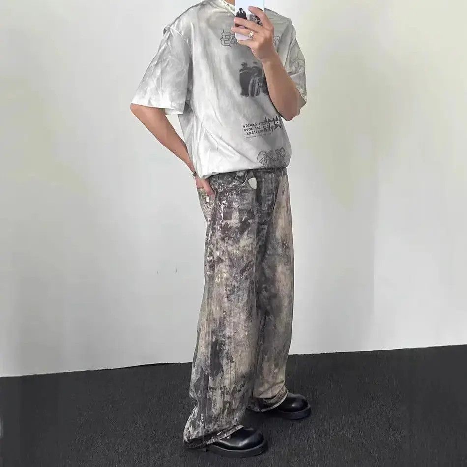 Japanese Brand Retro printed camouflage splashed ink jeans Size US 32 / EU 48 - 3 Thumbnail