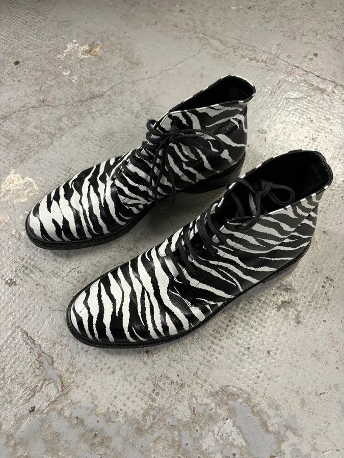 Saint Laurent Paris SS2014 Saint Laurent Black Zebra Leather Boots by Hedi Slimane Size US 8 / EU 41 - 4 Thumbnail