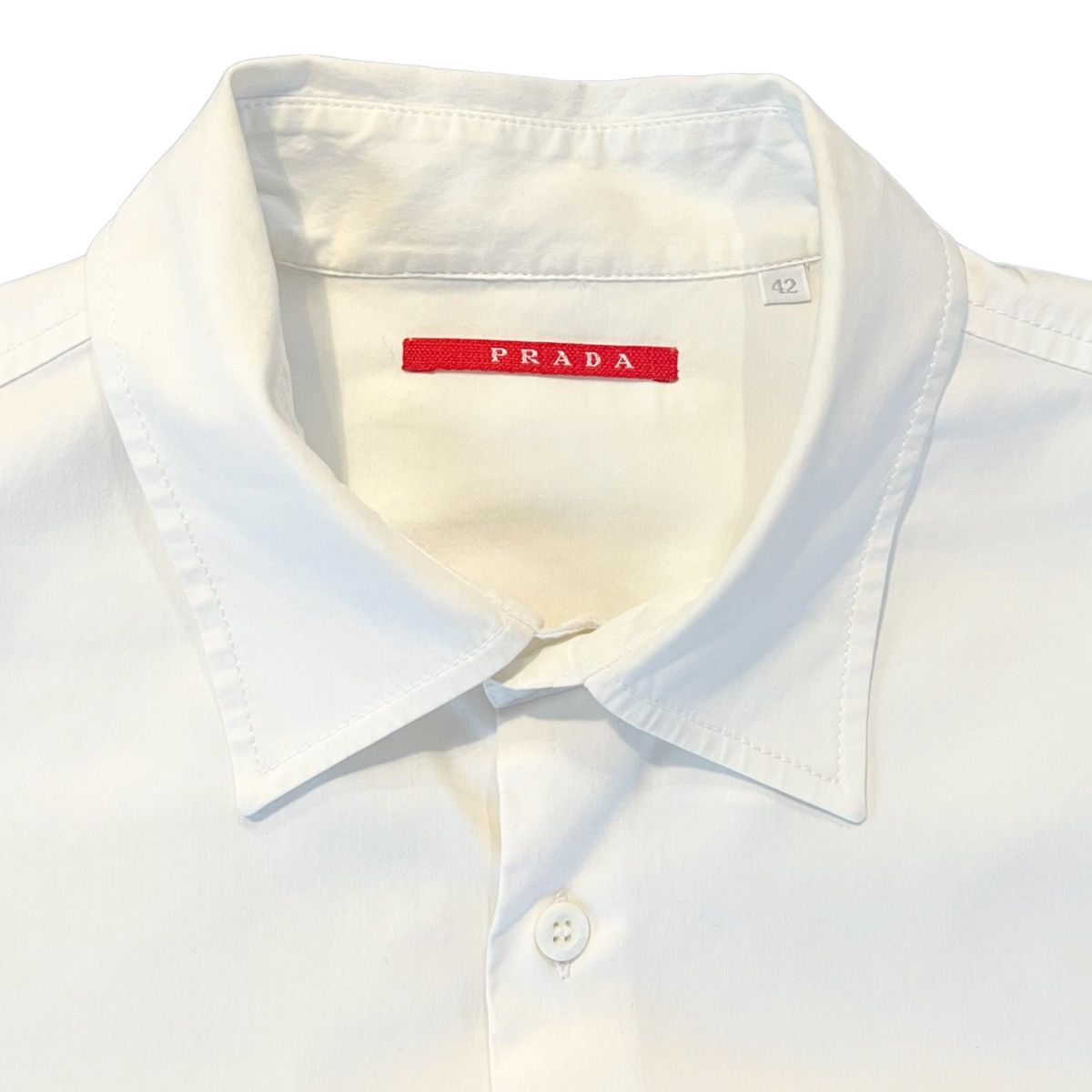 Prada 2000s PRADA RED LABEL WHITE COLLARED SHORT SLEEVE BUTTON UP Size M / US 6-8 / IT 42-44 - 3 Thumbnail