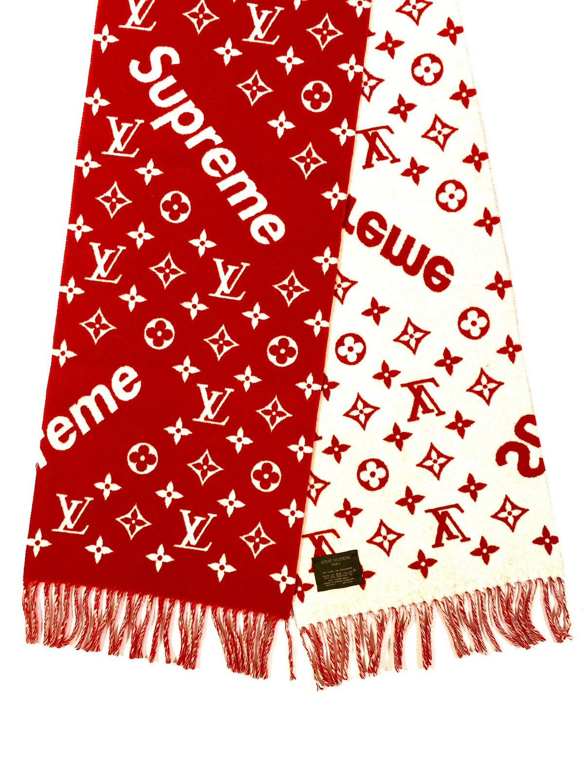 Louis Vuitton × Supreme Louis Vuitton X Supreme Scarf Red Monogram Size ONE SIZE - 2 Thumbnail