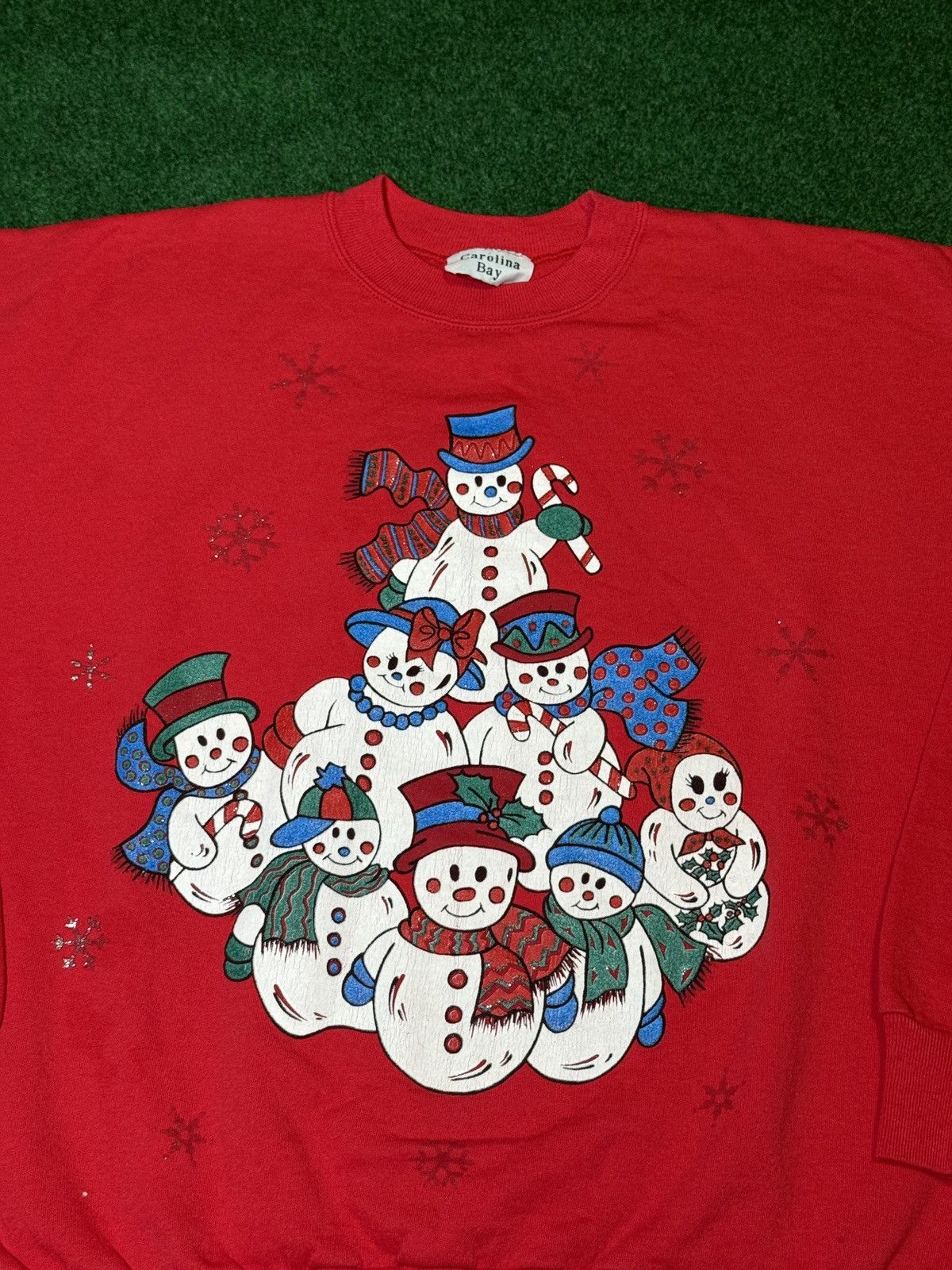 Holiday Brand × Vintage Vintage 90s Winter Holiday Christmas Snowmen Boxy Sweatshirt Size M / US 6-8 / IT 42-44 - 2 Thumbnail