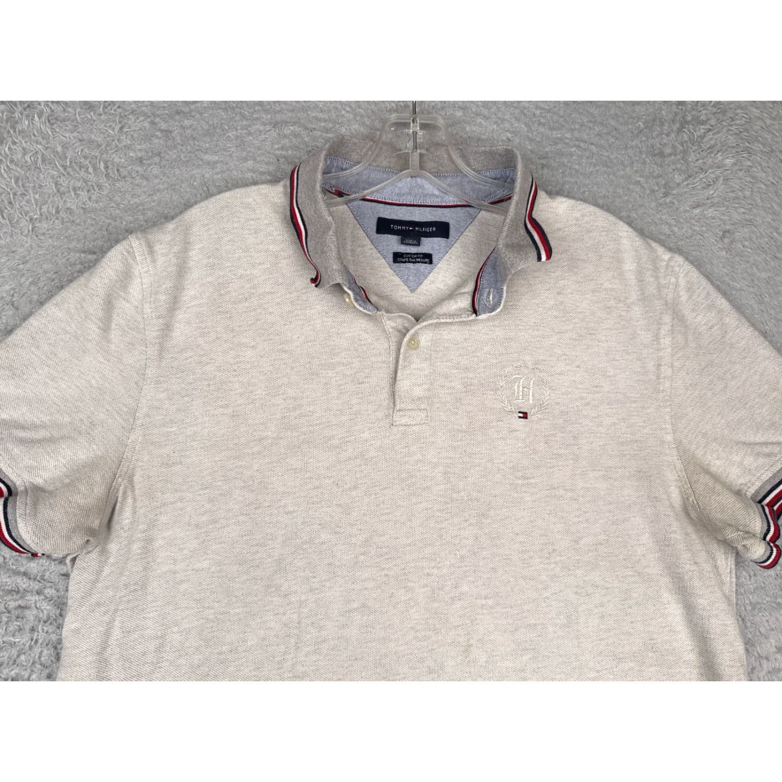 Tommy Hilfiger Tommy Hilfiger Polo Shirt Men L Gray Cotton Short Sleeve Slim Fit Classic Size US L / EU 52-54 / 3 - 4 Thumbnail