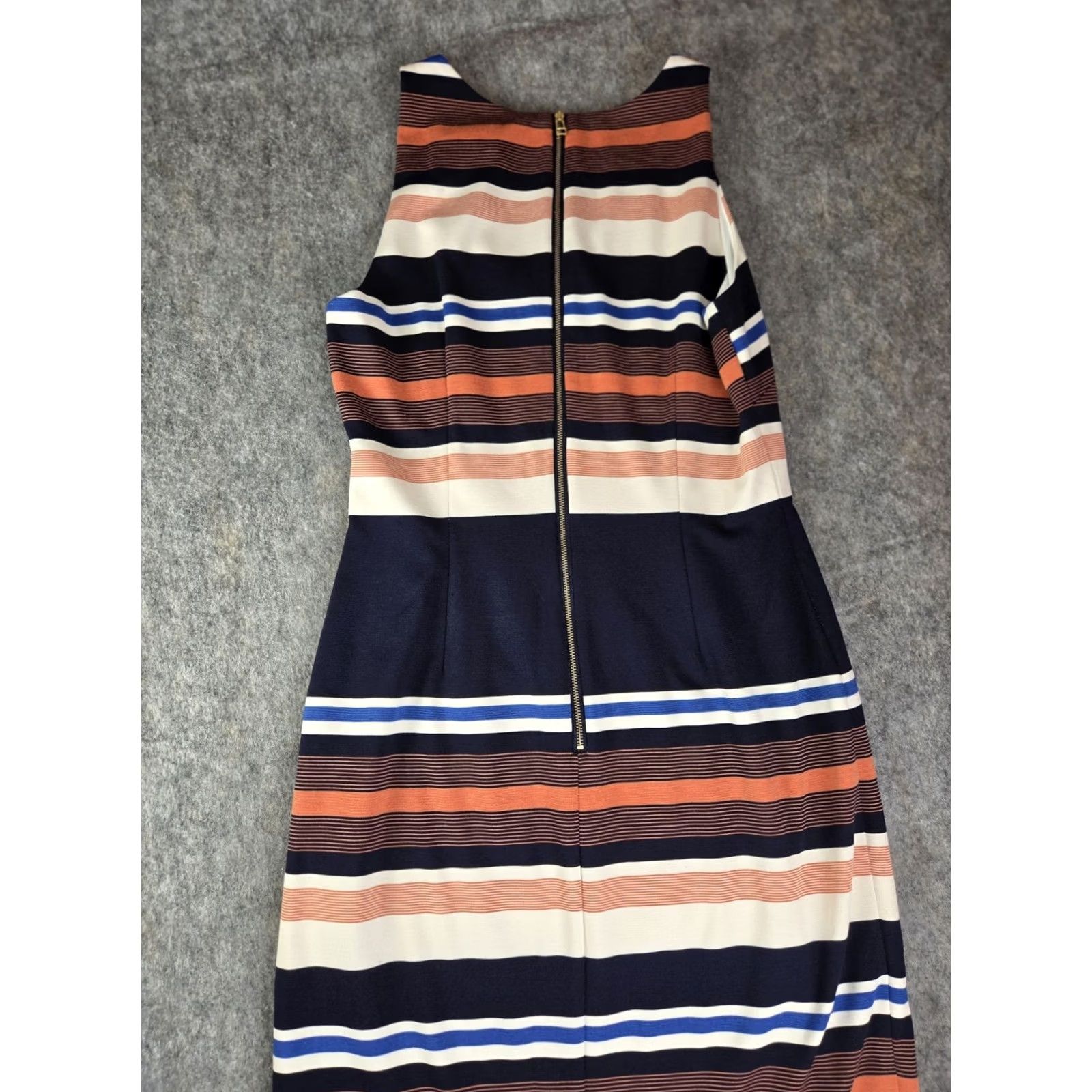 Adrianna Papell Adrianna Papell Womens Dress Shirt Dress Regular Size 6 Multicolor Striped Crew Neck Short Sleeve Knee Length Lightweight Knit Cotton White Womens Size M / US 6-8 / IT 42-44 - 7 Thumbnail