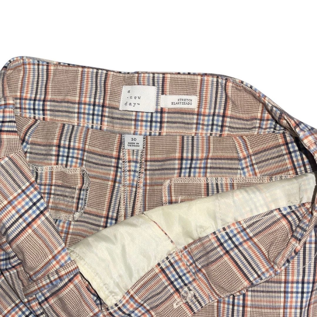 Target Basics A New Day Plaid Plaid Wide Leg Cropped Trousers Stretch Pant Size 32" / US 10 / IT 46 - 3 Thumbnail
