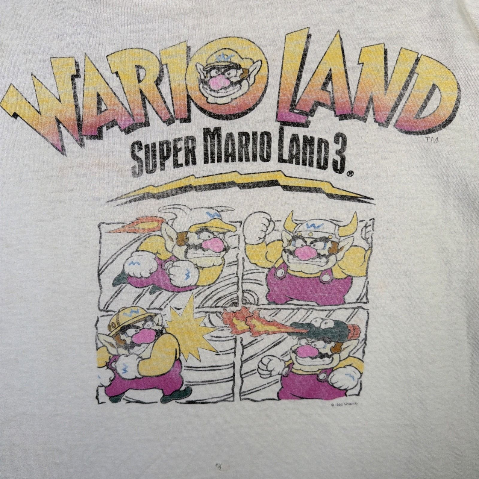Nintendo Vintage Super Mario World 3 Shirt XL White 90s Wario Cartoon Size US XL / EU 56 / 4 - 8 Thumbnail