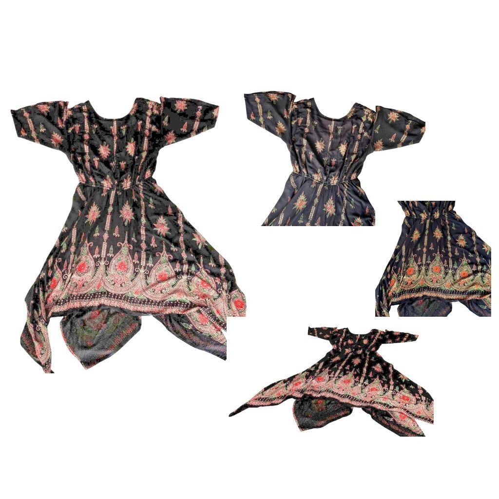 Other Lapogee Maxi Dress XL Black Floral V Neck Flare Sleeves Asy Size XL / US 12-14 / IT 48-50 - 9 Thumbnail