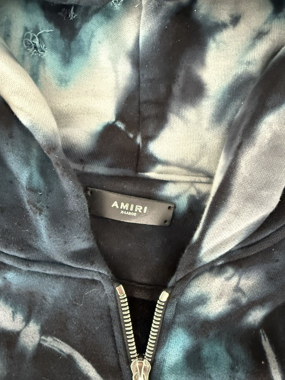 Amiri Amiri Navy Blue Dye Scattering Zip Hoodie Size US XL / EU 56 / 4 - 2 Thumbnail