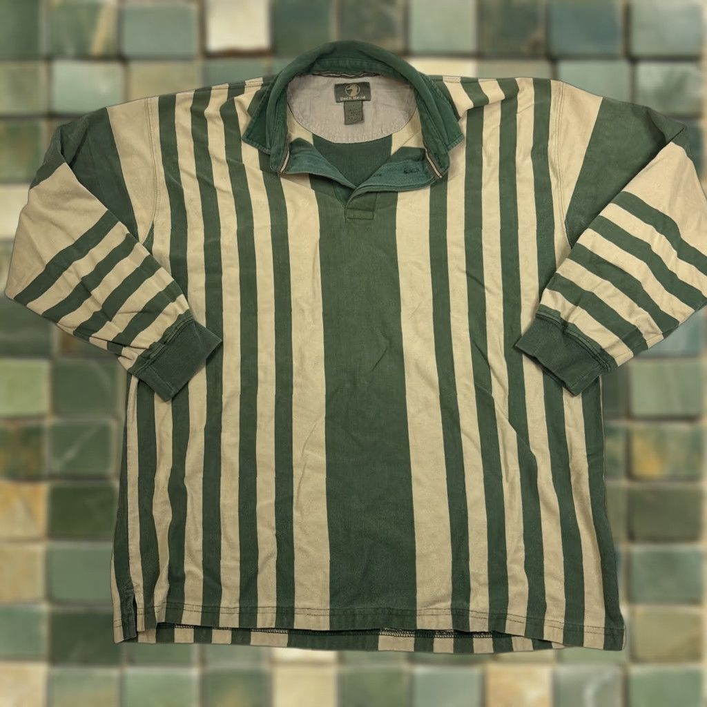 Vintage VINTAGE Duck Head Long Sleeve Polo Men L Green Striped 90s Outdoor Mens Size US L / EU 52-54 / 3 - 1 Thumbnail