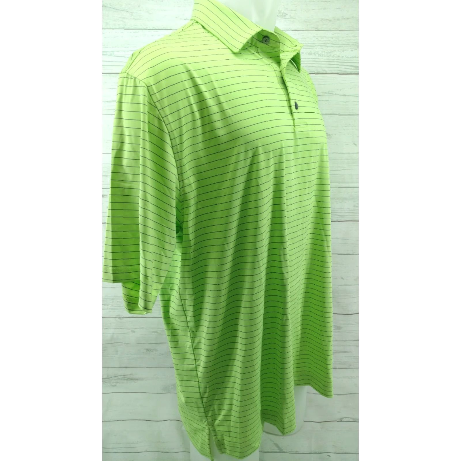 Footjoy FootJoy XL Men's Polo Shirt Golf Lime Green Striped Size US XL / EU 56 / 4 - 4 Thumbnail