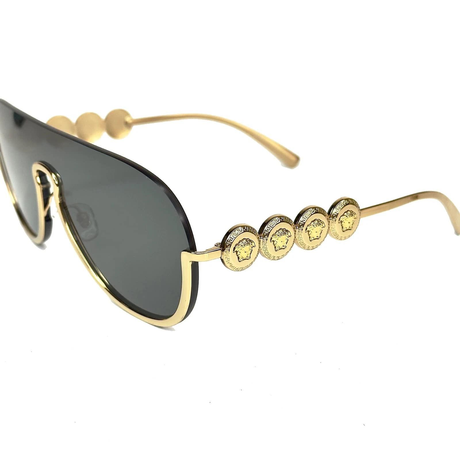 Versace VERSACE VE2215 2215 Coin Medusa Stud Gold Black Pilot Mask Size ONE SIZE - 3 Thumbnail