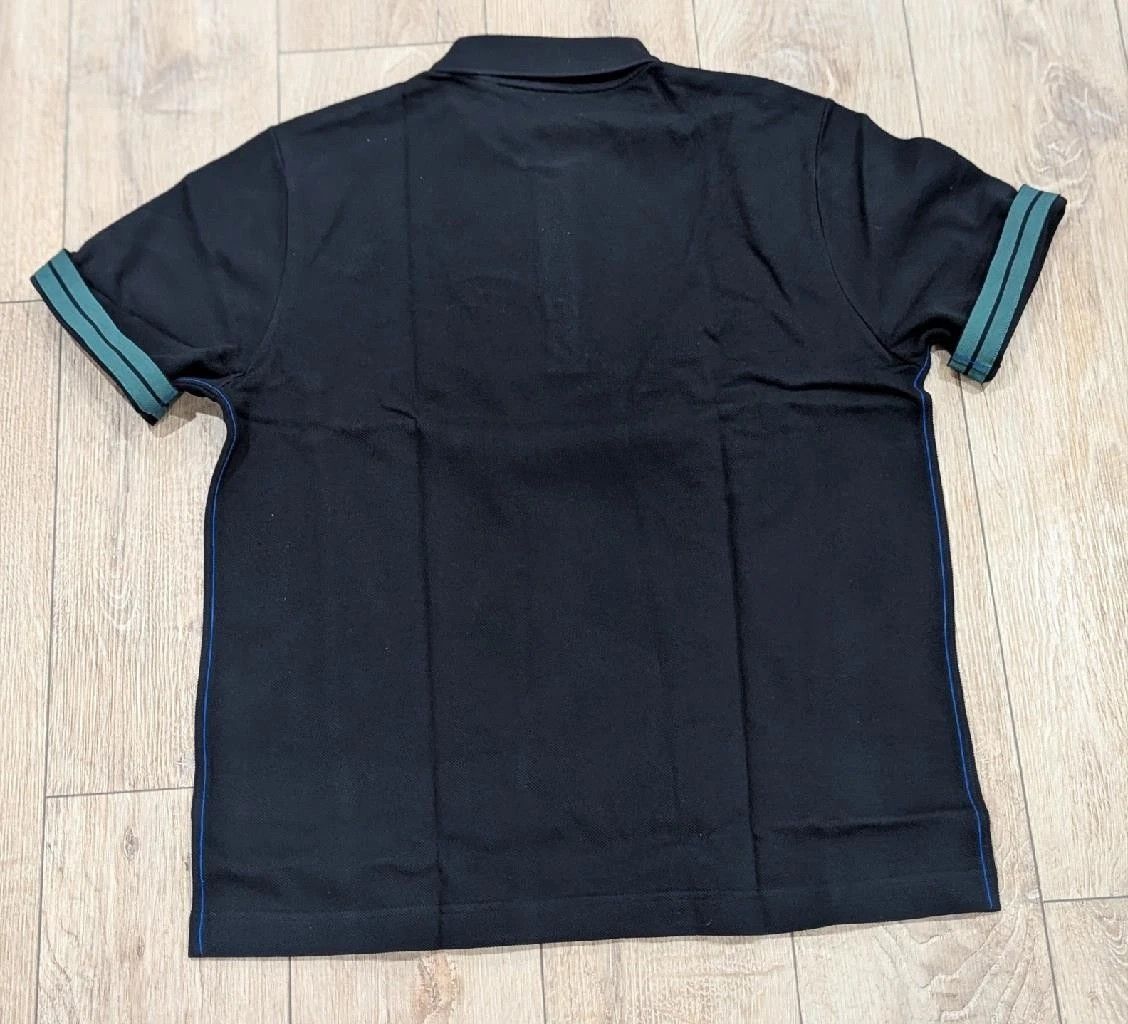 Burberry BURBERRY Contrast Cuff Pique Polo Shirt Black/Green Small Size US S / EU 44-46 / 1 - 4 Thumbnail