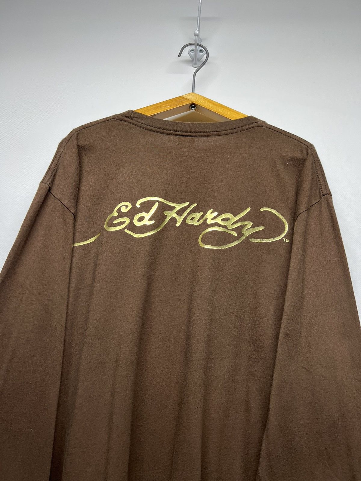 Ed Hardy Vintage Y2k Ed Hardy Brown 🤎 Skull☠️ Crazy Long Sleeve 00’s Size US L / EU 52-54 / 3 - 8 Thumbnail