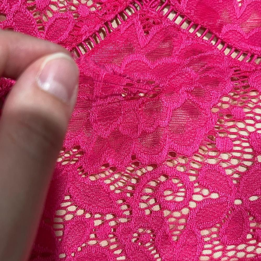 Designer NWT NSR magenta pink lace midi dress Size L / US 10 / IT 46 - 3 Thumbnail