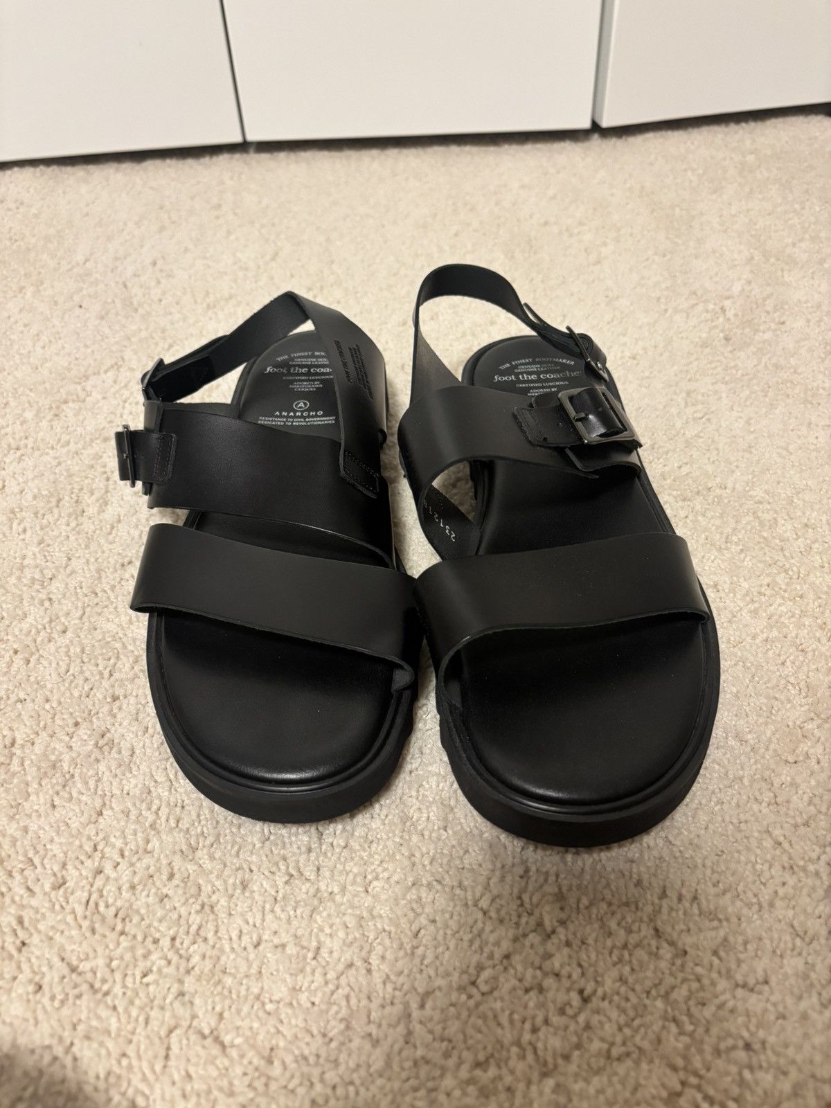 foot the coacher Black Leather Sandals Size US 9 / EU 42 - 2 Thumbnail