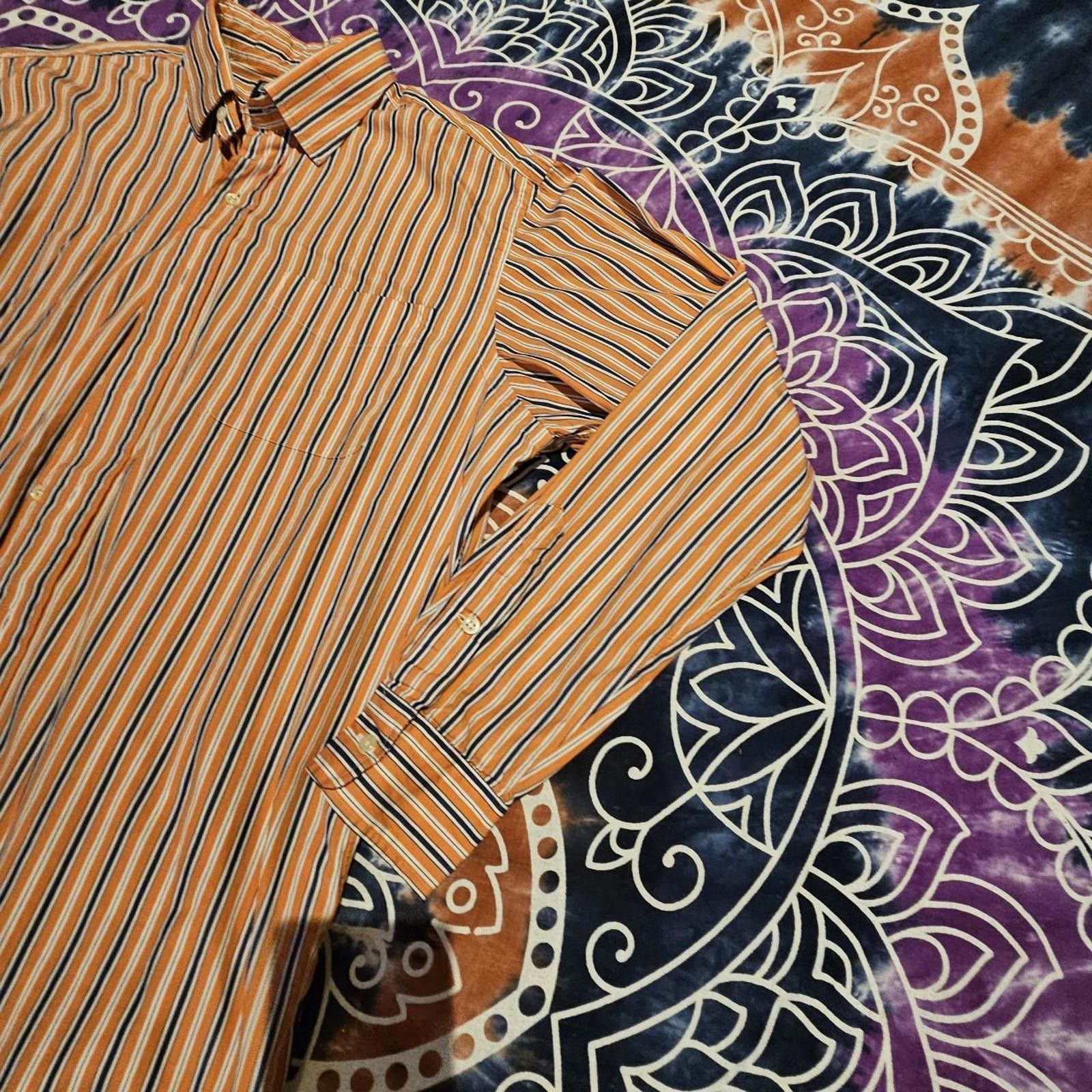 Polo Ralph Lauren Polo Ralph Lauren Men's Orange and Navy Dress Shirt Size US L / EU 52-54 / 3 - 4 Thumbnail