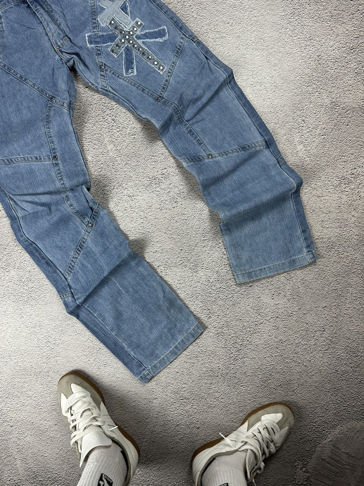 Other Y2K Cross Patchwork Denim Jeans Crashed Japan Avant Garde Size US 33 - 4 Thumbnail