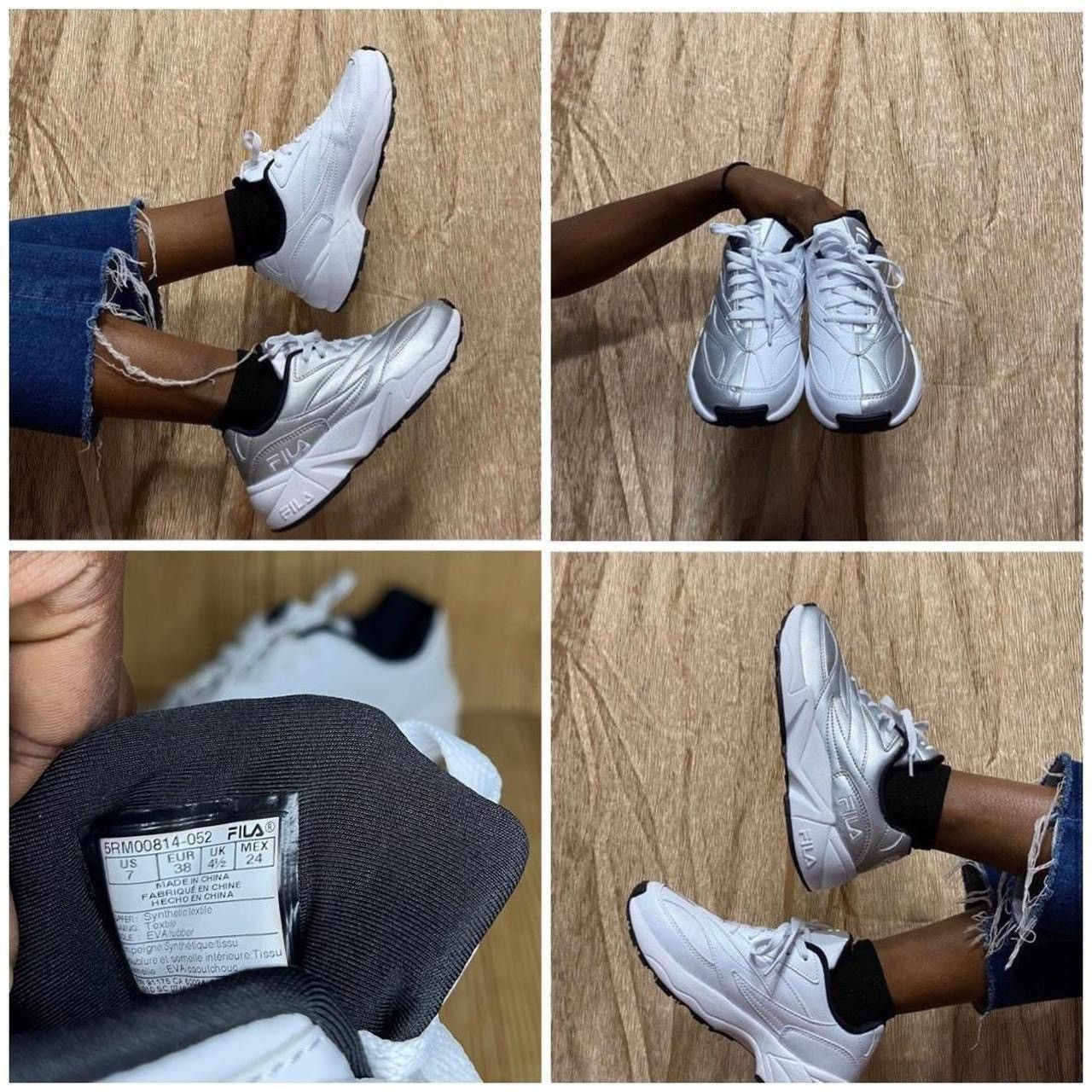 Fila FILA V94M 50/50 silver and white sneakers everyday shoes Size US 7 / IT 37 - 4 Thumbnail