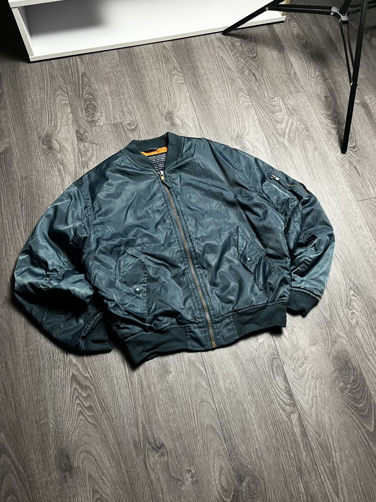 Vintage Vintage MA-1 Airmans Jacket Flight Bomber Teal Blue Size S Size US S / EU 44-46 / 1 - 1 Thumbnail