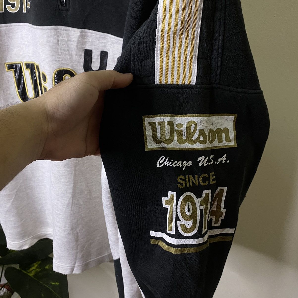 Vintage × Wilson Vintage 1990s Wilson Chicago USA Half Zipper Sweatshirt Size US L / EU 52-54 / 3 - 4 Thumbnail