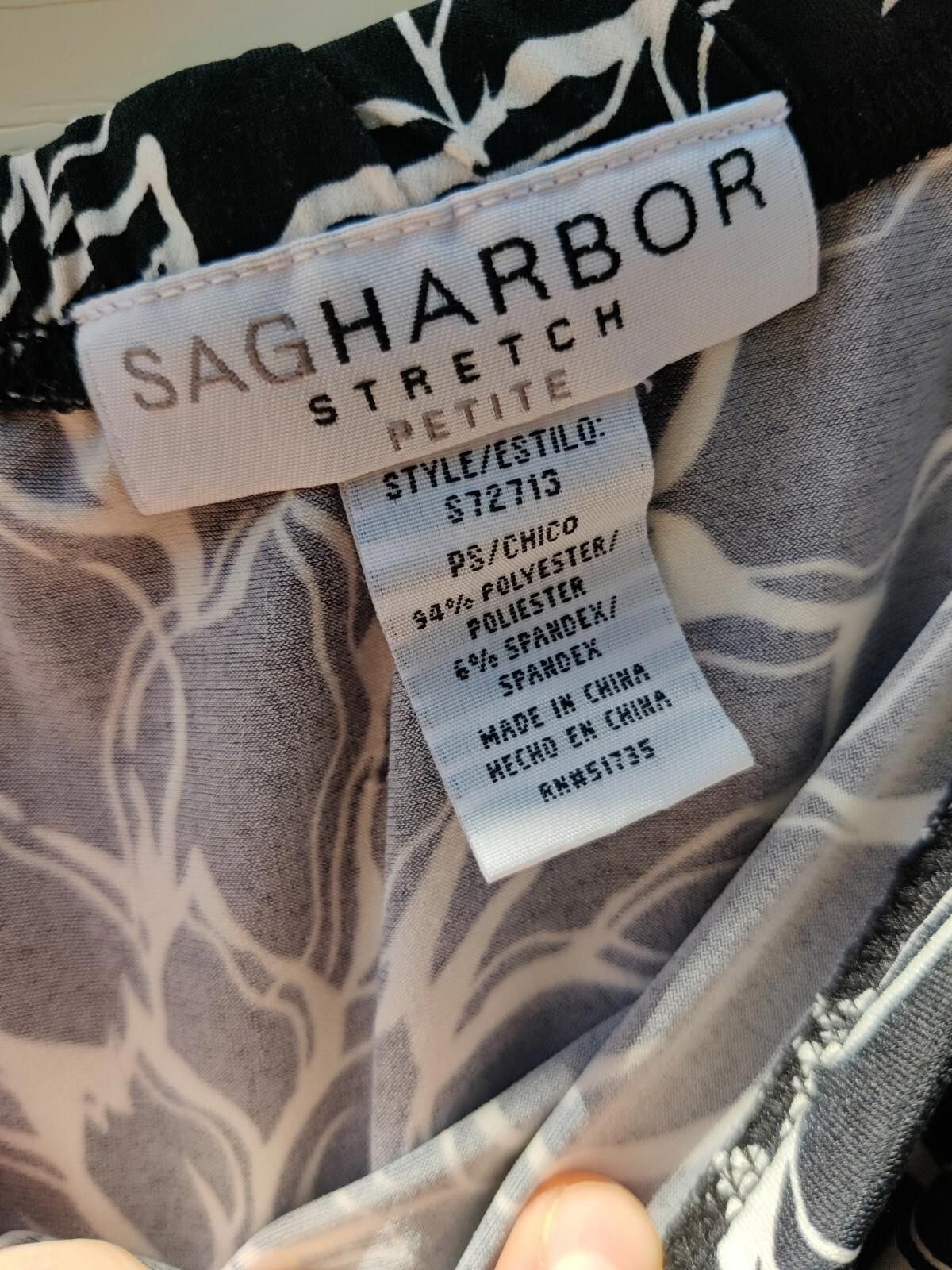 Other Vintage Sag Harbor Stretch Petite Black White Floral Skirt S Size 28" / US 6 / IT 42 - 6 Thumbnail