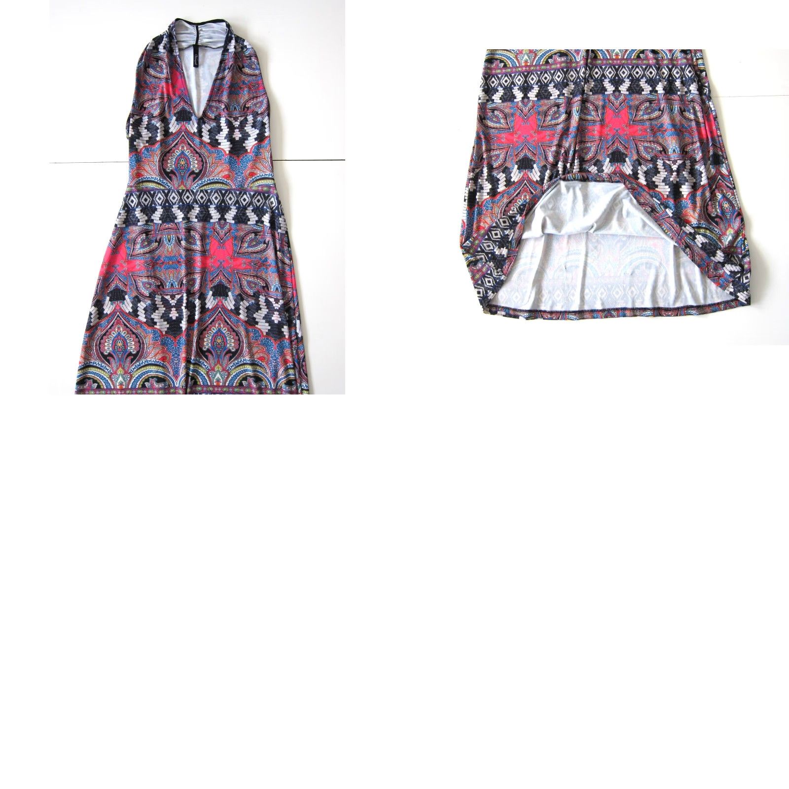 Vintage Viereck Blue Pink Floral Paisley Sleeveless Stretch High Neck Long Maxi Dress M Size M / US 6-8 / IT 42-44 - 8 Thumbnail