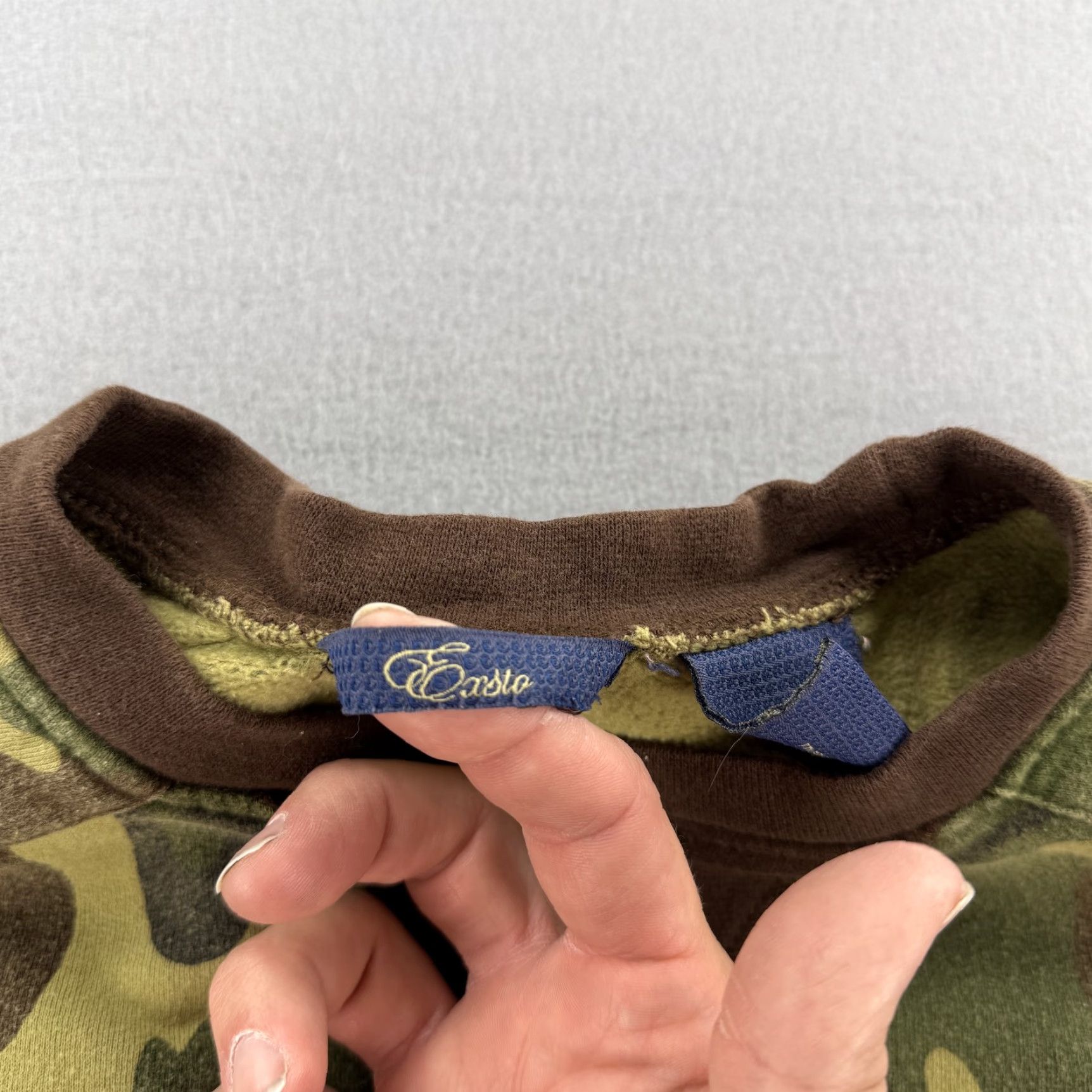 CO VINTAGE Exsto Denim Co Sweater Mens XL Camouflage Pullover Crewneck Knit Kangaroo Pocket Camouflage Graphic Print Outdoor Outdoor Mens Size US XL / EU 56 / 4 - 3 Thumbnail