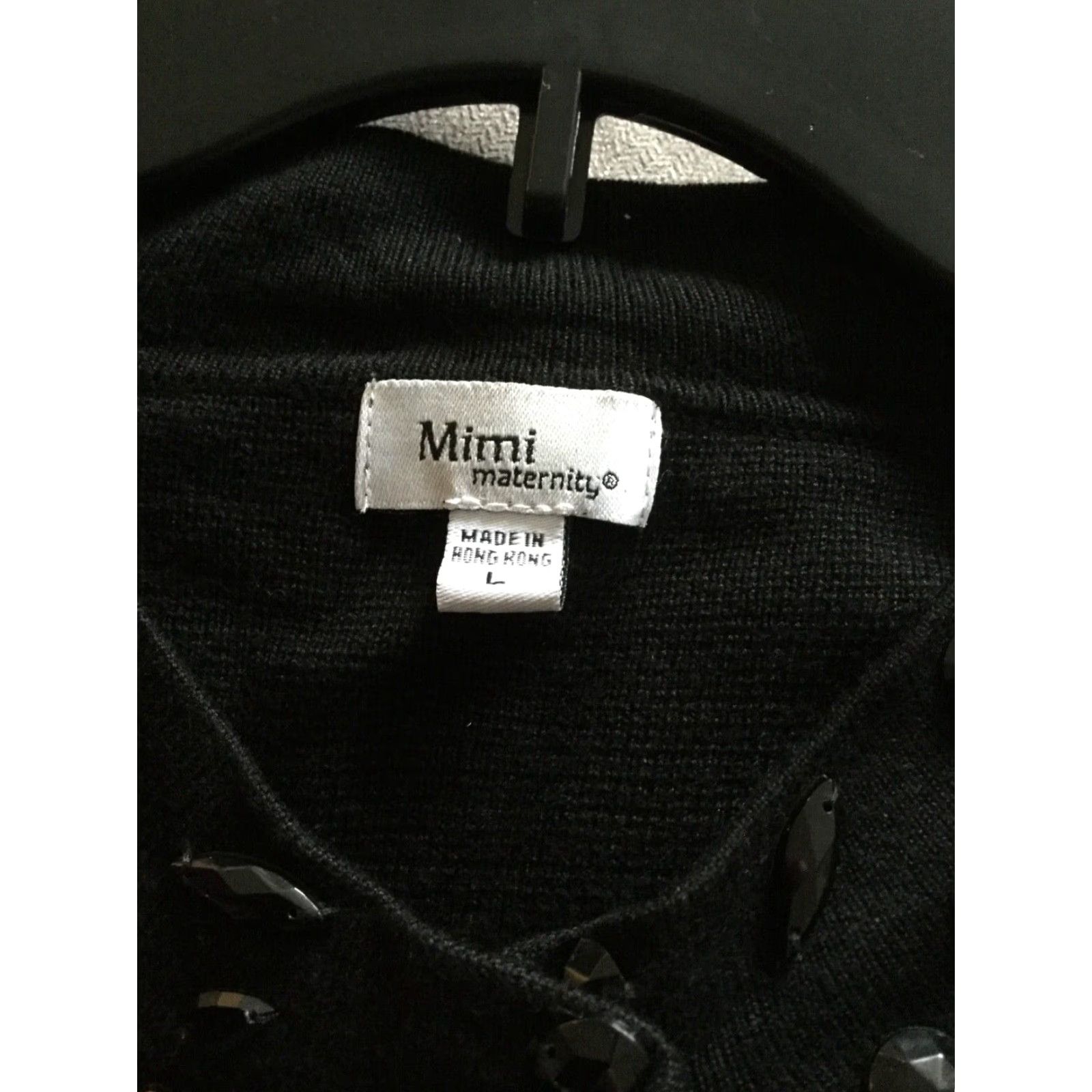 Vintage VINTAGE Mimi Maternity Sweater, Maternity Large Long Sleeve Black Pullover with Beaded Collar, Womens Size L / US 10 / IT 46 - 3 Thumbnail