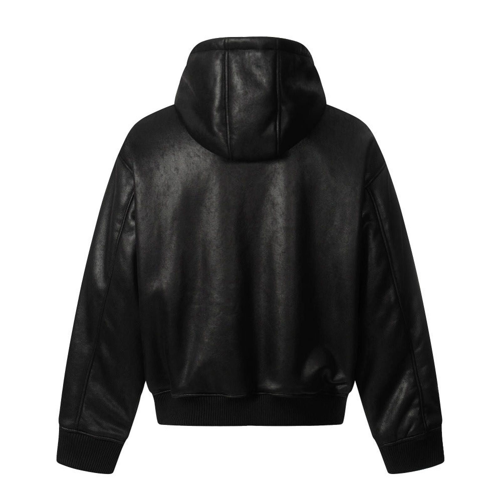 Japanese Brand Black Faux Leather Zip-Up Hoodie Jacket, Casual Streetwear Size US M / EU 48-50 / 2 - 2 Thumbnail