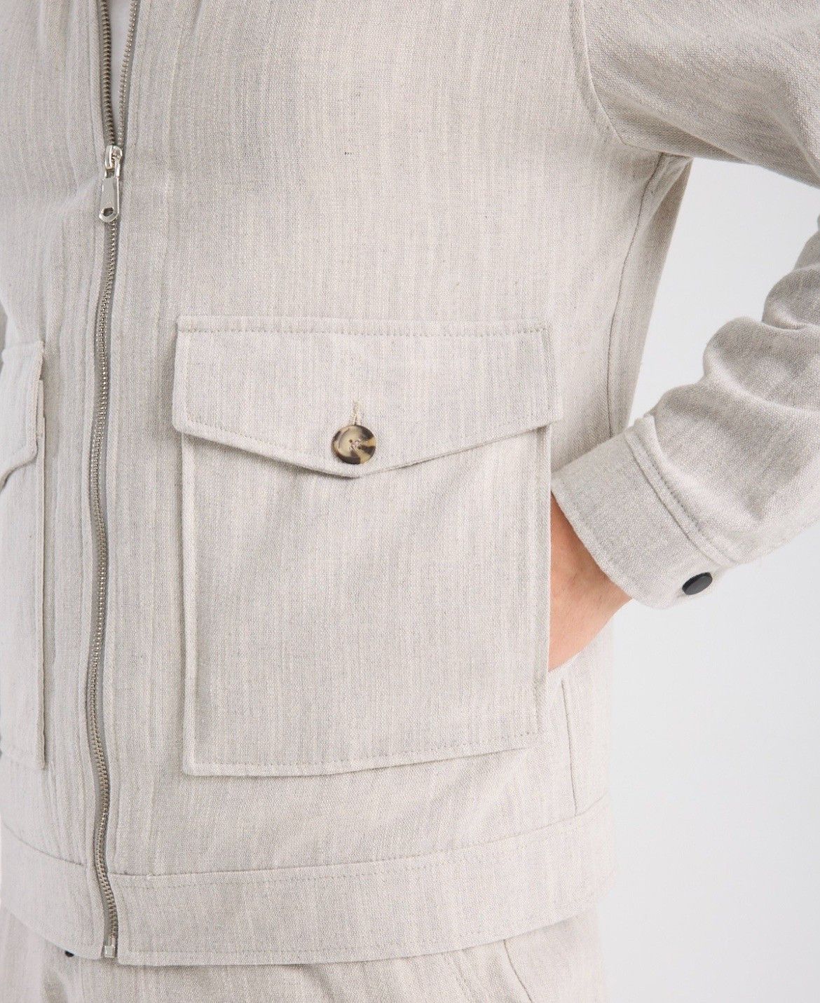 Zara Zara 100% Linen Zip Bomber Jacket Size US XL / EU 56 / 4 - 7 Thumbnail