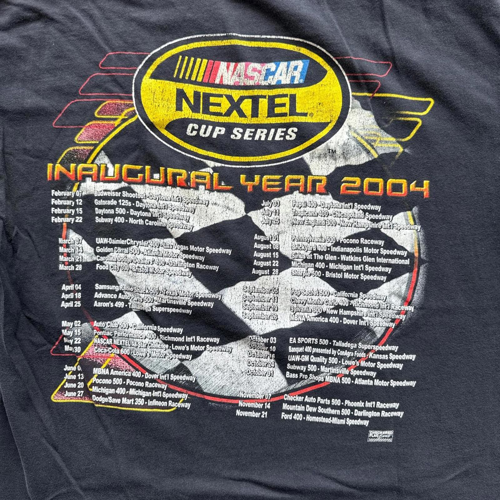 NASCAR Nascar 2004 Y2k "Inaugural Year" Jeff Gordon Faded T-Shirt Size US XL / EU 56 / 4 - 4 Thumbnail