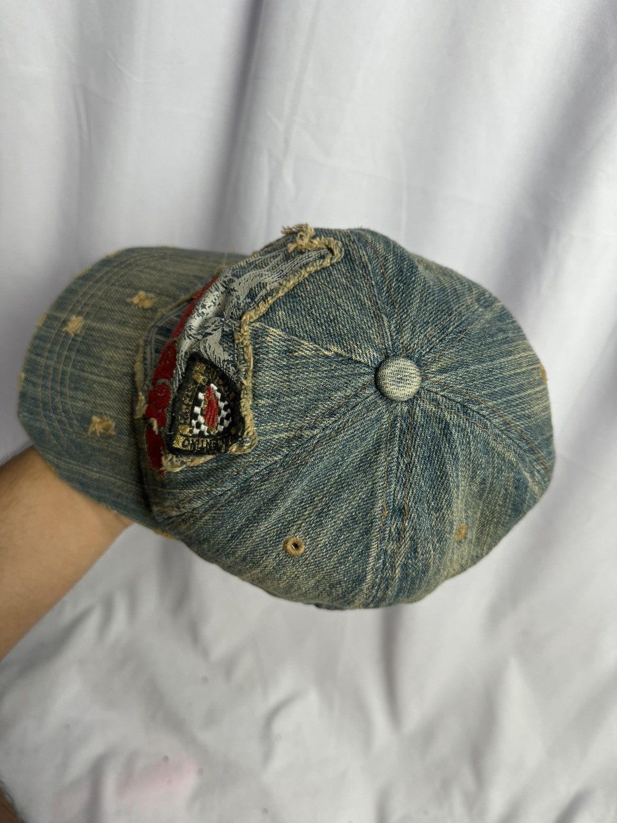 If Six Was Nine × Japanese Brand × Le Grande Bleu (L.G.B.) Distressed Denim Hat Rudolph Valentino Japanese Style Size ONE SIZE - 4 Thumbnail