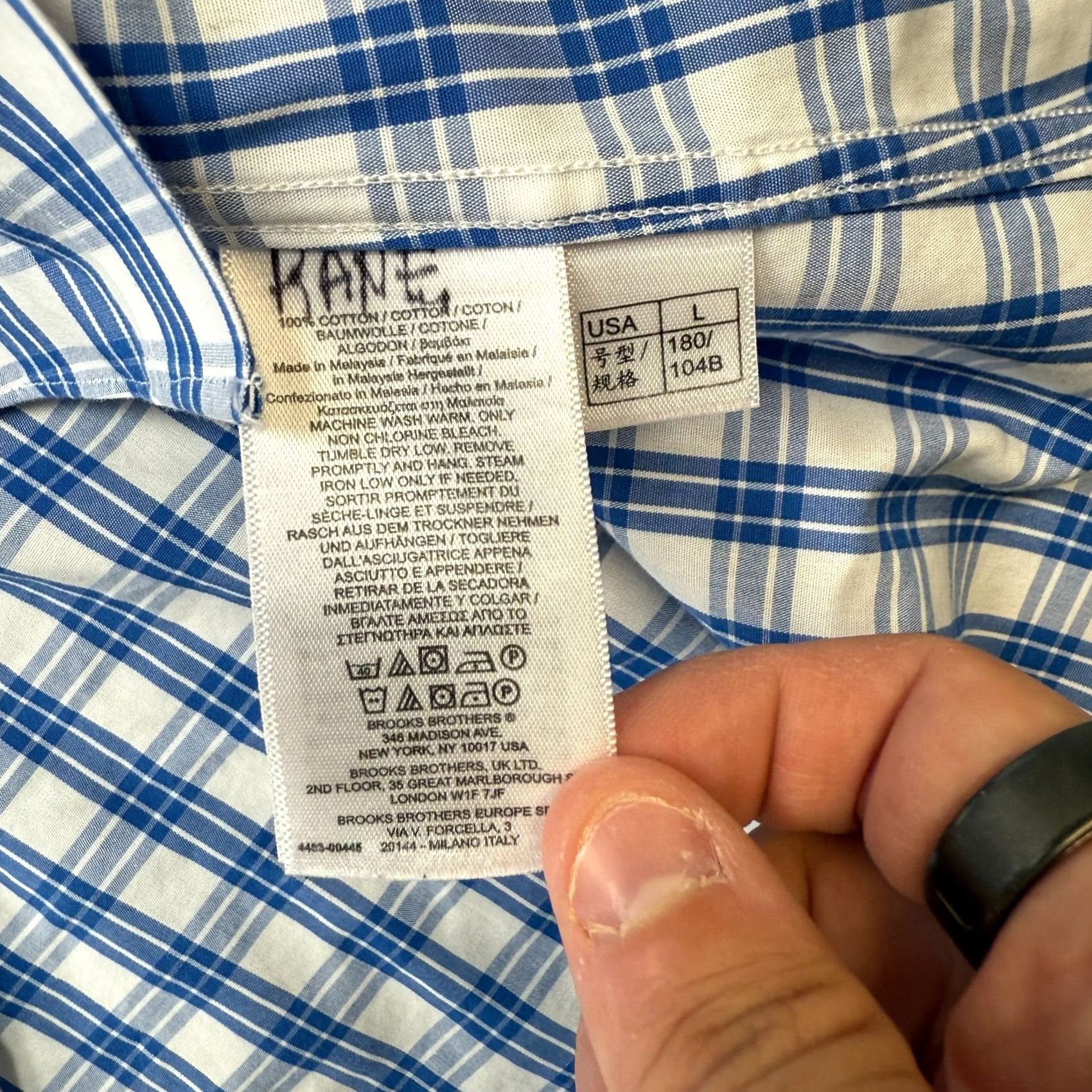 Brooks Brothers Brooks Brothers Shirt Mens Large Blue White Plaid Regent Fit Non Iron Cotton Button-Up Navy Blue Plaid Size US L / EU 52-54 / 3 - 4 Thumbnail