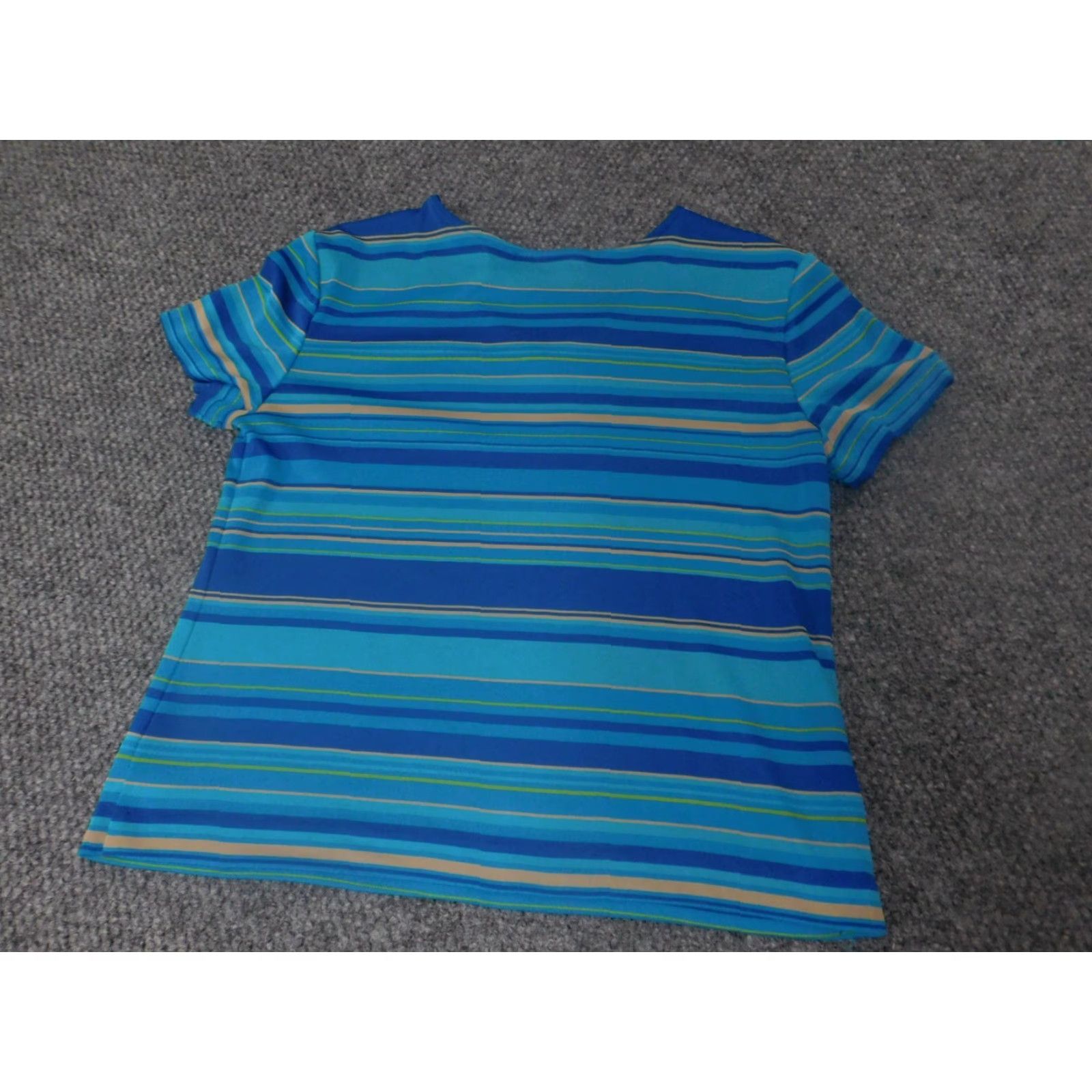 Vintage Sag Harbor Blouse Shirt Womens 12P Petites Striped Blue Crew Neck Cap Sleeve Ruffle Short Sleeve Casual Vintage: No Size XL / US 12-14 / IT 48-50 - 6 Thumbnail