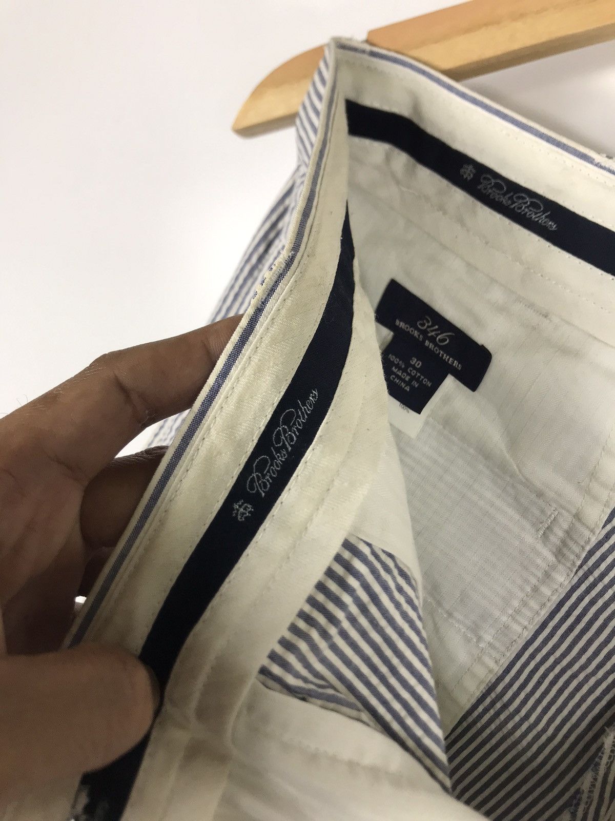 Brooks Brothers 🔥Brooks Brothers 346 Hickory Stripe Short Pants Size US 31 - 8 Thumbnail